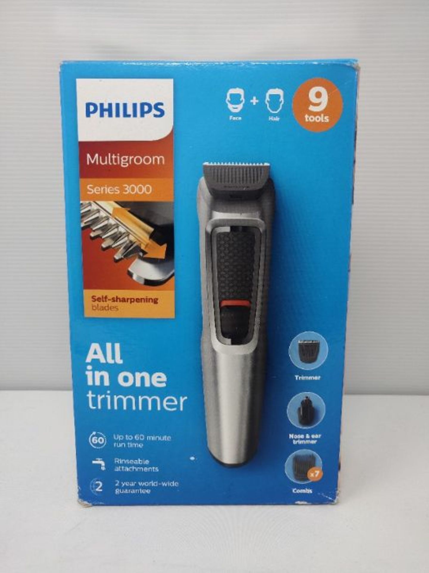 Philips 9-in-1 All-In-One Trimmer, Series 3000 Grooming Kit for Beard & Hair with 9 At - Image 2 of 2