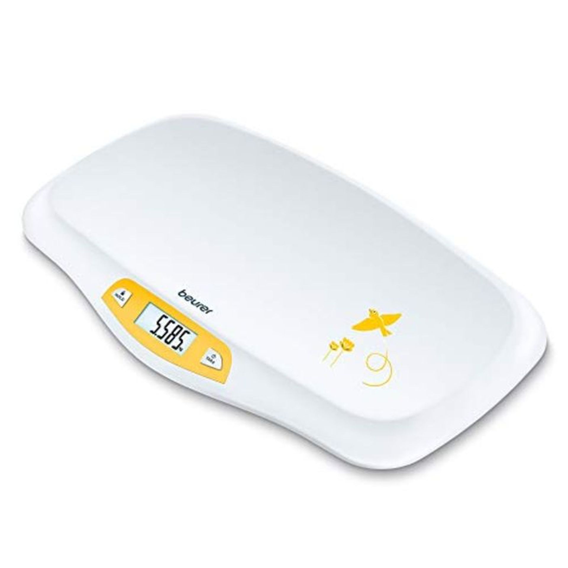 RRP £54.00 Beurer BY80 Baby Scale | Digital Baby Weighing Scale with Large LCD Screen | Curved Pl