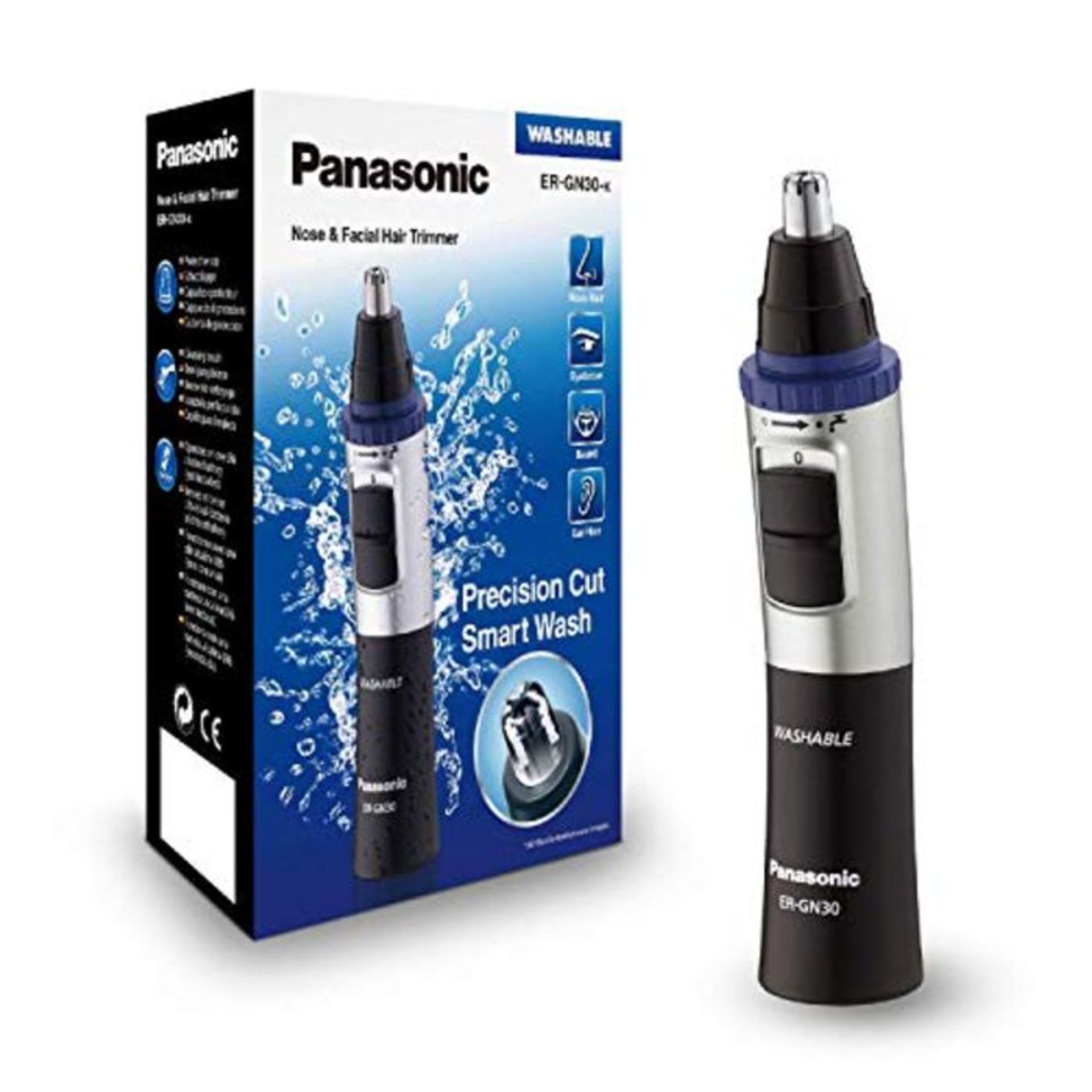 Panasonic ER-GN30 Wet and Dry Electric Nose, Ear and Facial Hair Trimmer for Men