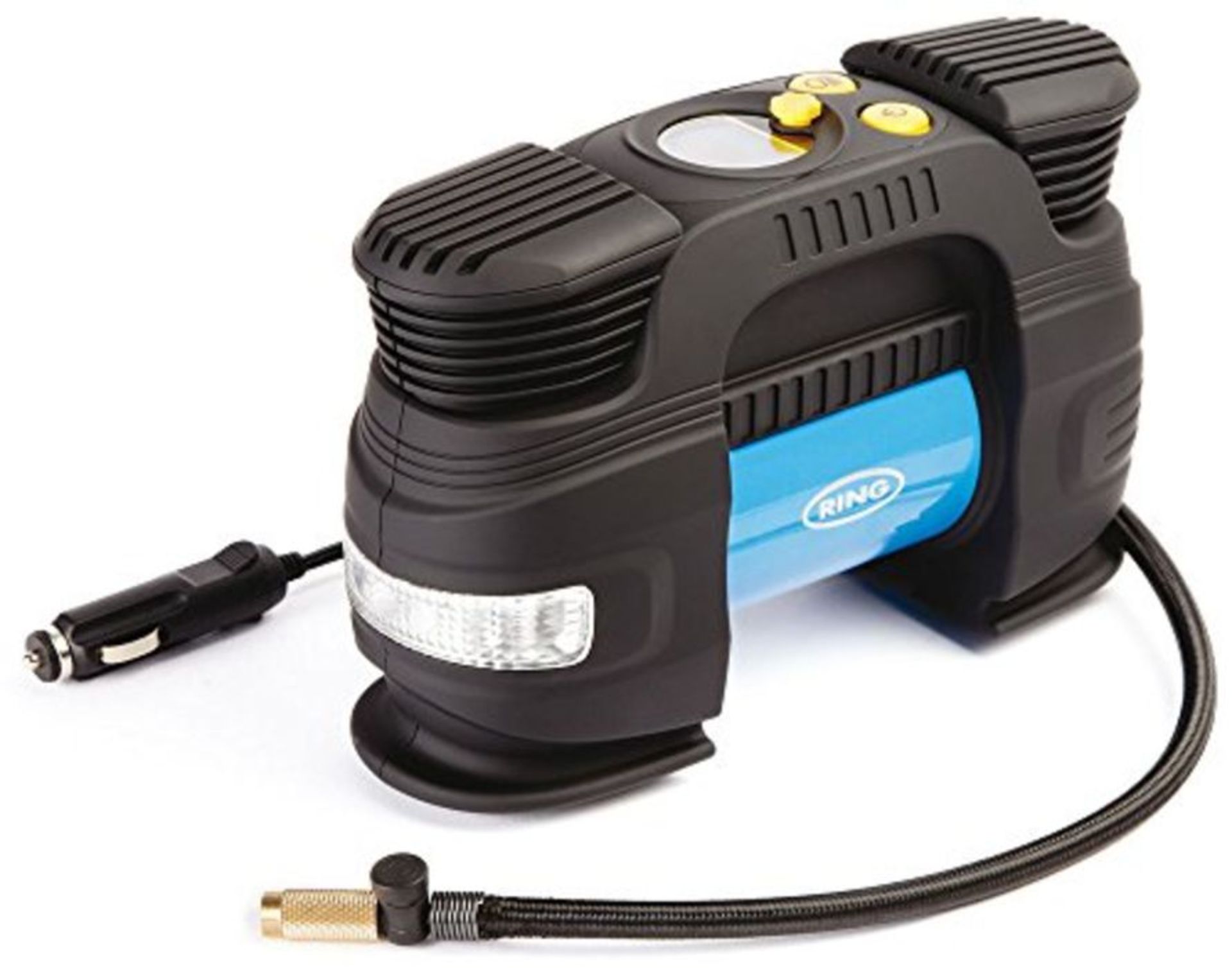 RRP £64.00 Ring RAC830 12V Rapid Digital Tyre Inflator for Large Tyres, Preset Function, Adaptor