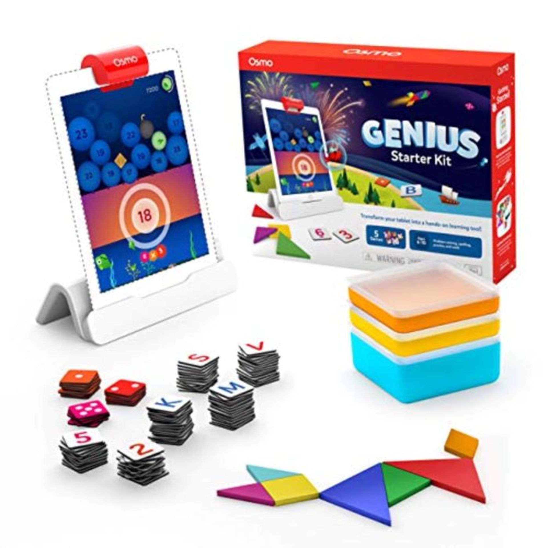 RRP £51.00 Osmo - Genius Starter Kit for iPad (New Version) - 5 Hands-On Learning Games - Ages 6-