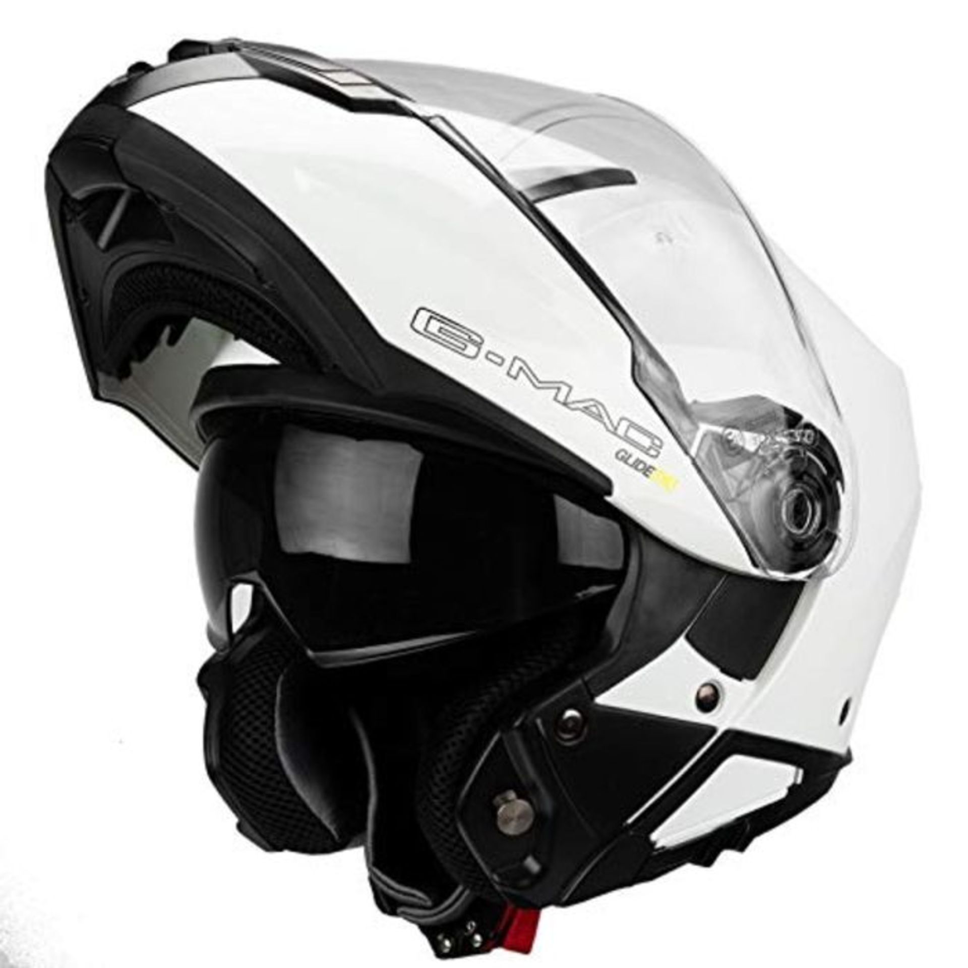 RRP £77.00 G-MAC Glide Evo Flip Front Motorcycle Helmet - Gloss White