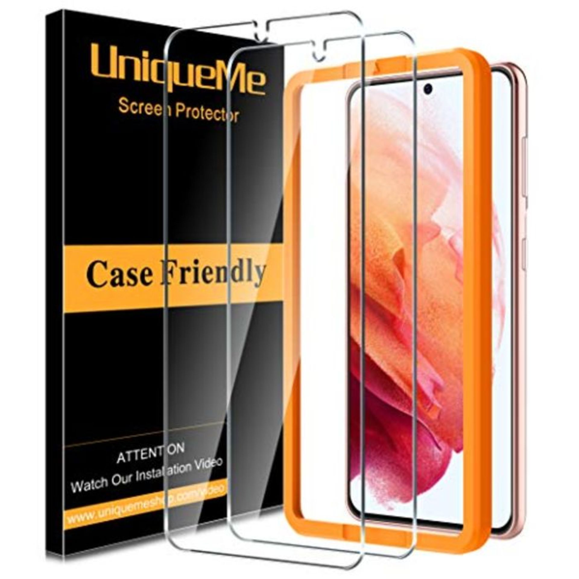 [2 PACK] UniqueMe Tempered Glass Screen Protector compatible with Samsung Galaxy S21 6