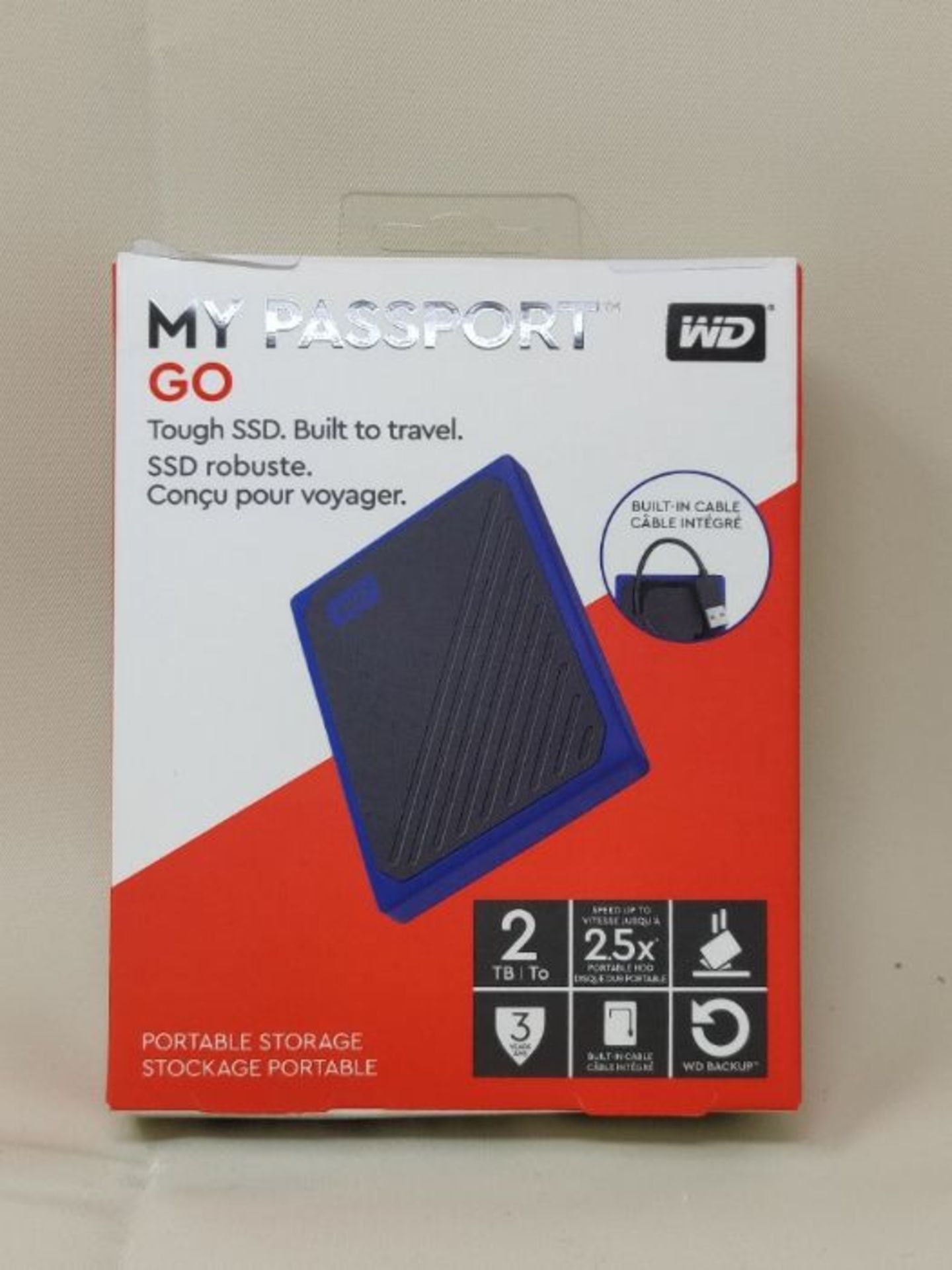 RRP £321.00 WD 2TB My Passport Go Portable SSD - Cobalt Trim - Image 2 of 3