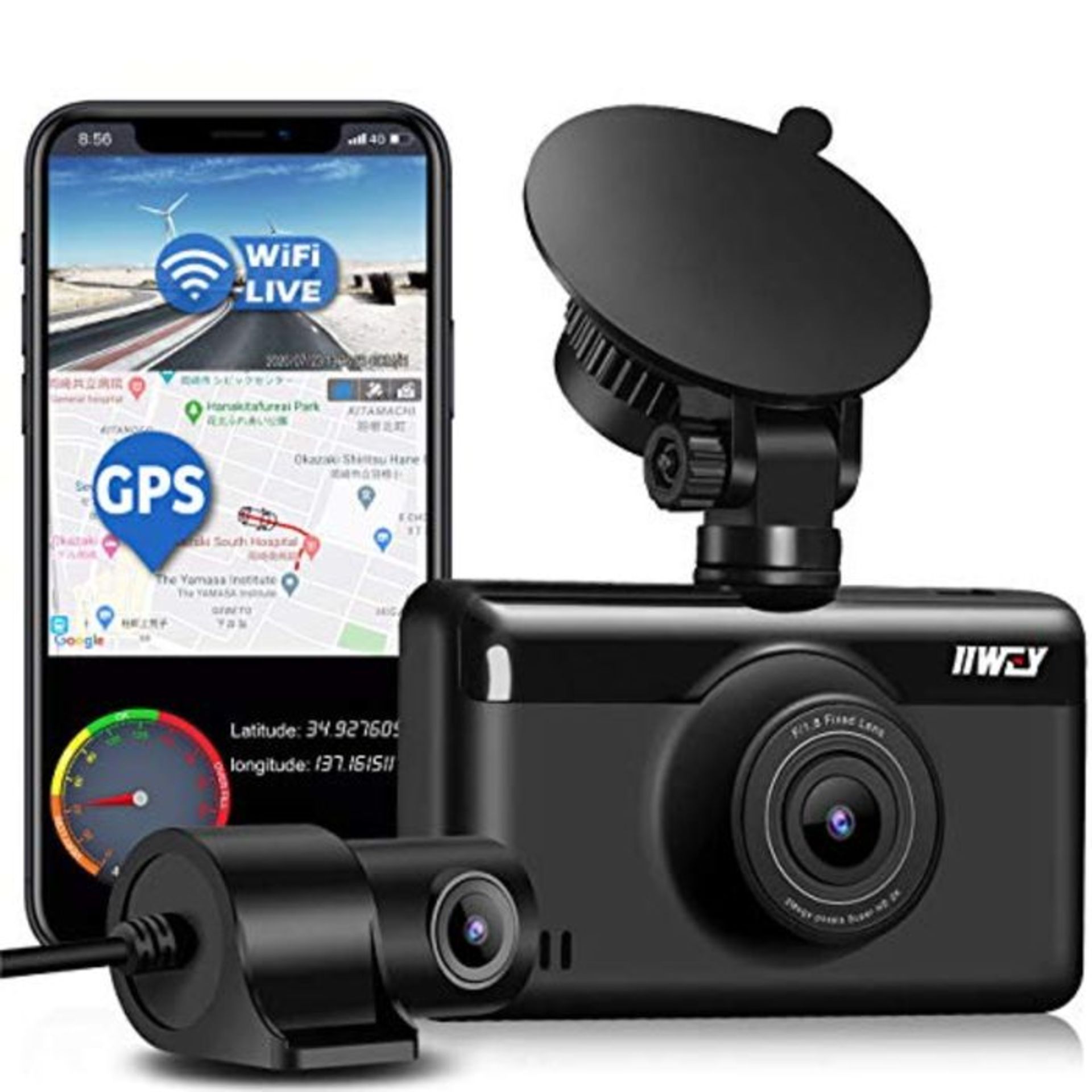 RRP £77.00 Dash Cam Front and Rear 1440P & 1080P 0Built with WIFI & GPS0Dual dash Cam (Single - Image 3 of 4