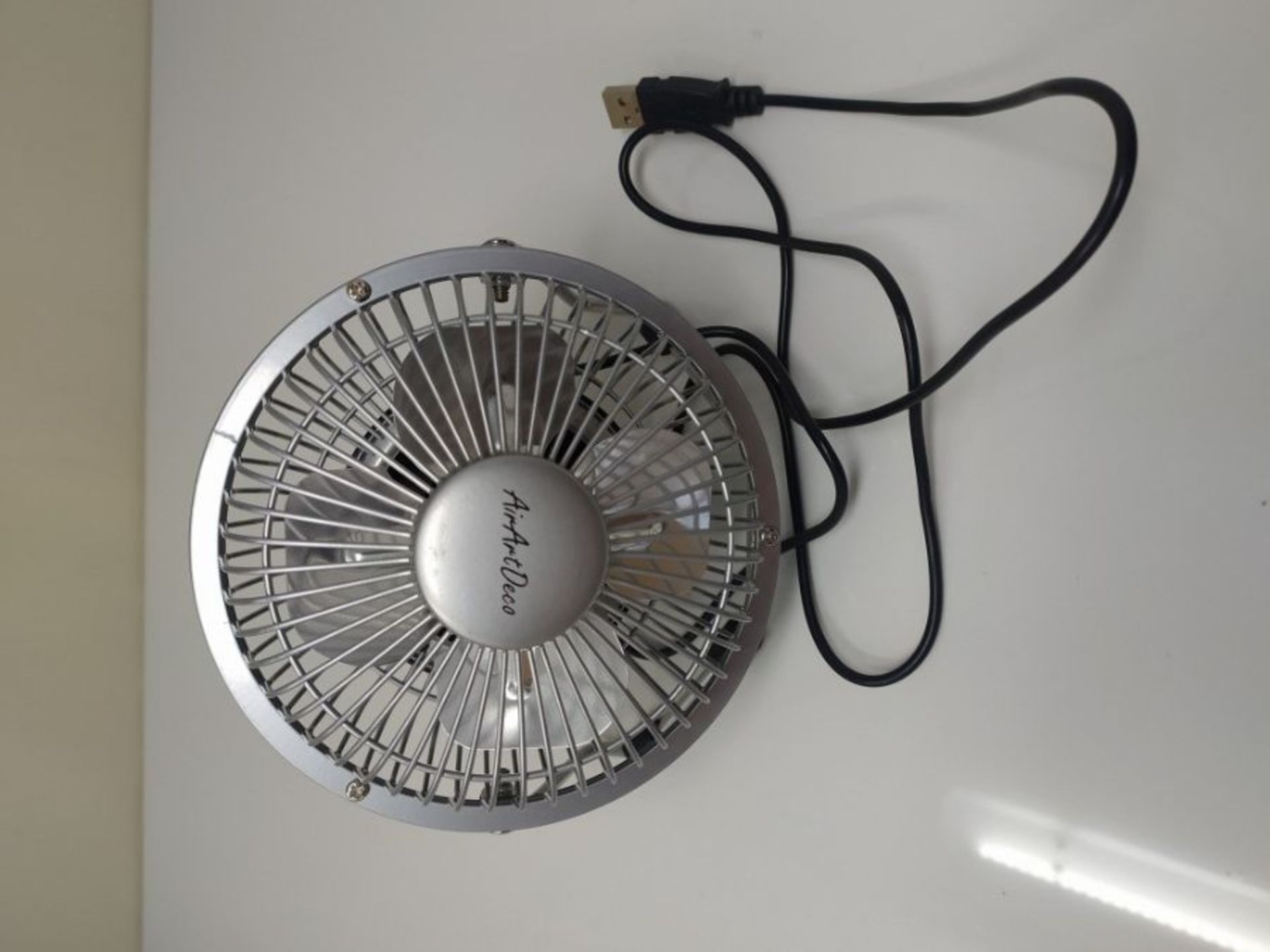 AirArtDeco USB Fan, 4 Inch (10 cm) Mini USB Desk Fan with Metal Shell, Aluminum Blades - Image 2 of 2