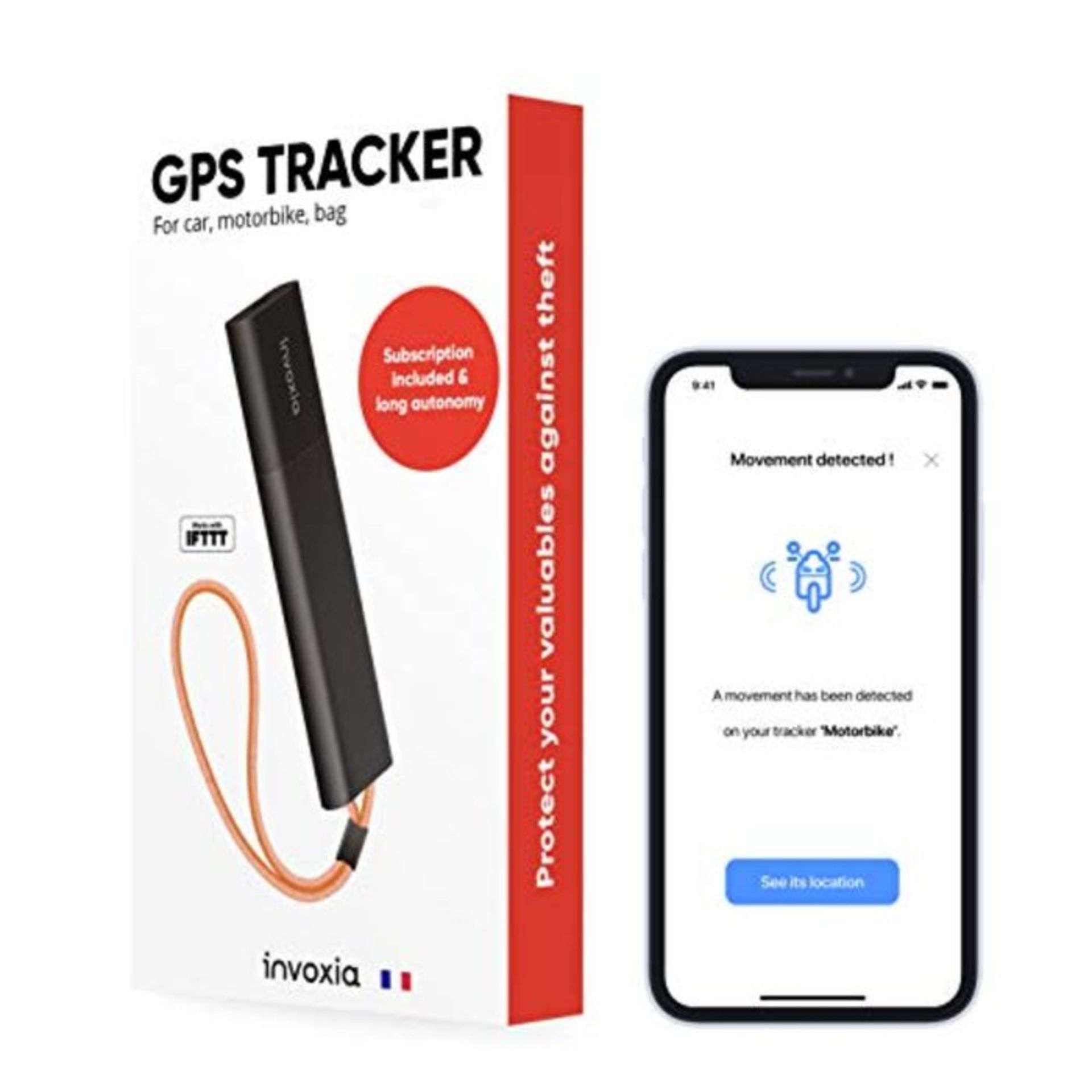 RRP £109.00 invoxia GPS Tracker with anti-theft alert - subscription included - Track: your car, m
