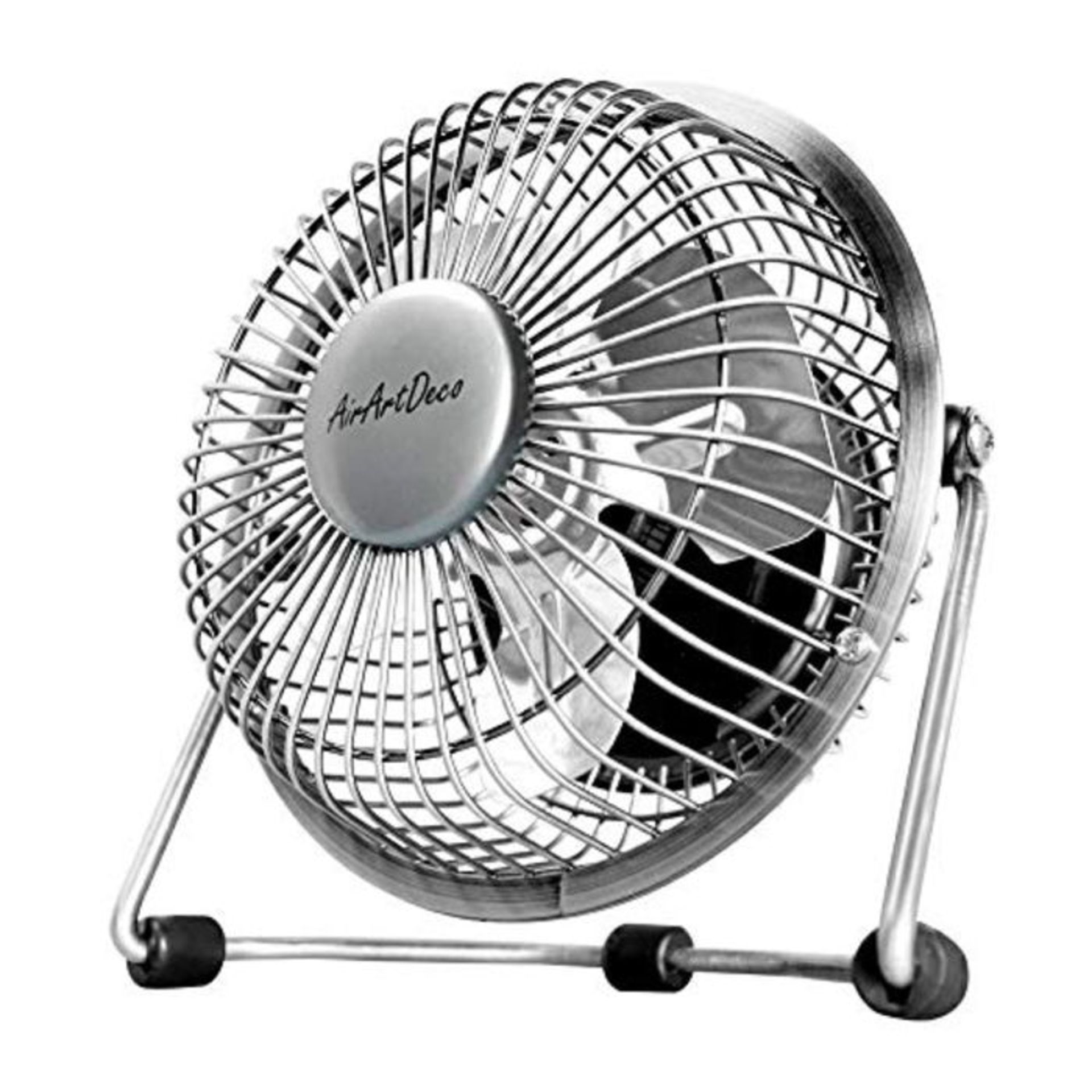 AirArtDeco USB Fan, 4 Inch (10 cm) Mini USB Desk Fan with Metal Shell, Aluminum Blades