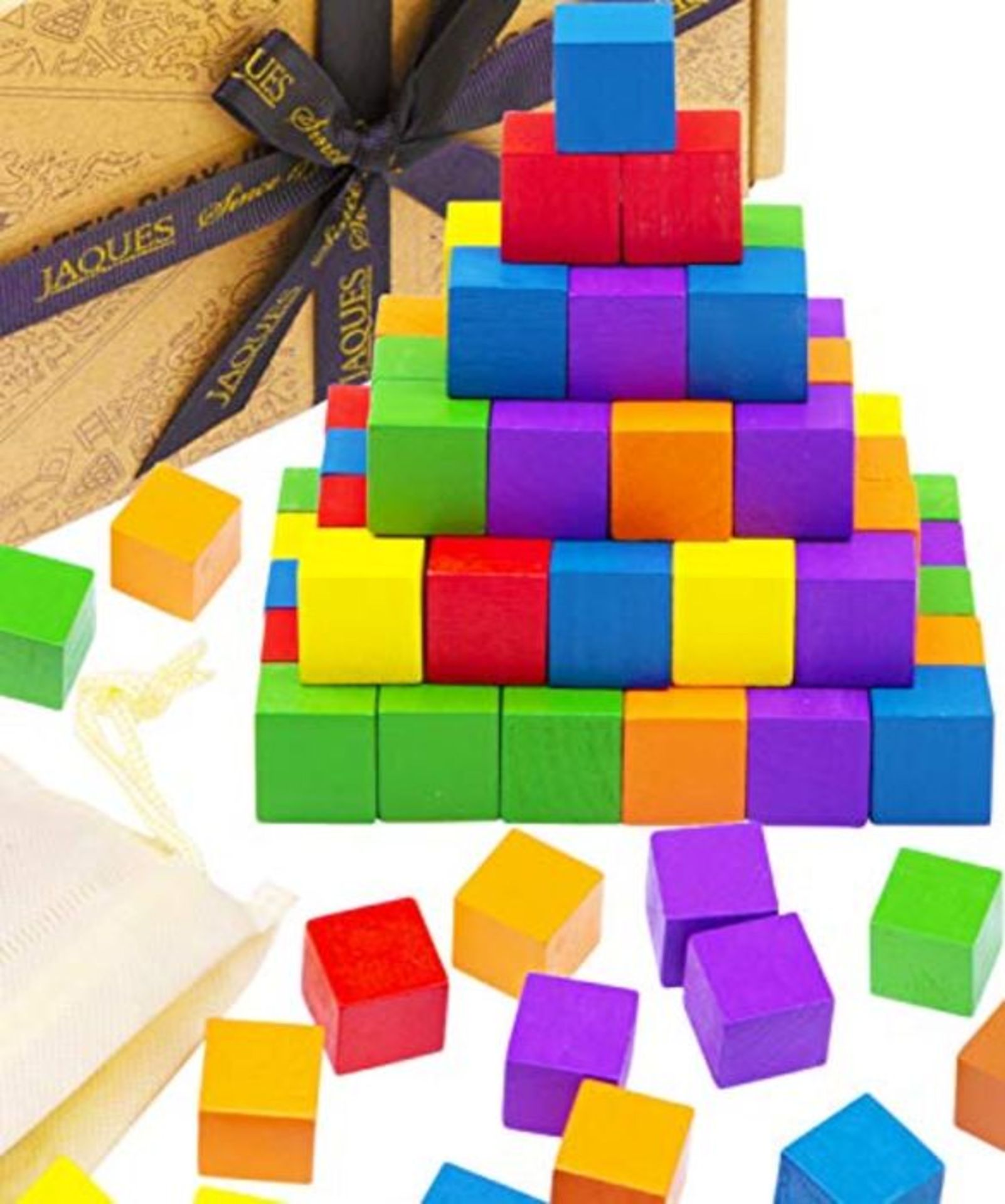 Jaques of London Wooden Building Blocks for Kids | 100 pieces Maths Cubes | Montessori