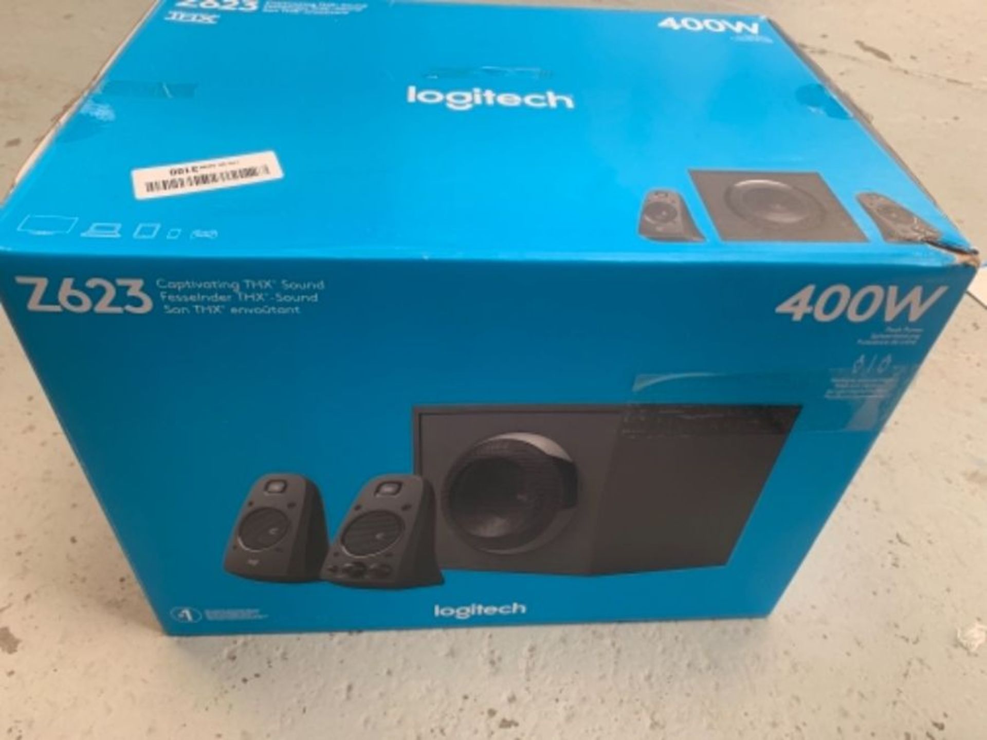 RRP £129.00 Logitech Z623 THX 2.1 Speaker System with Subwoofer, THX Certified Audio, 400 Watts Pe - Image 2 of 3