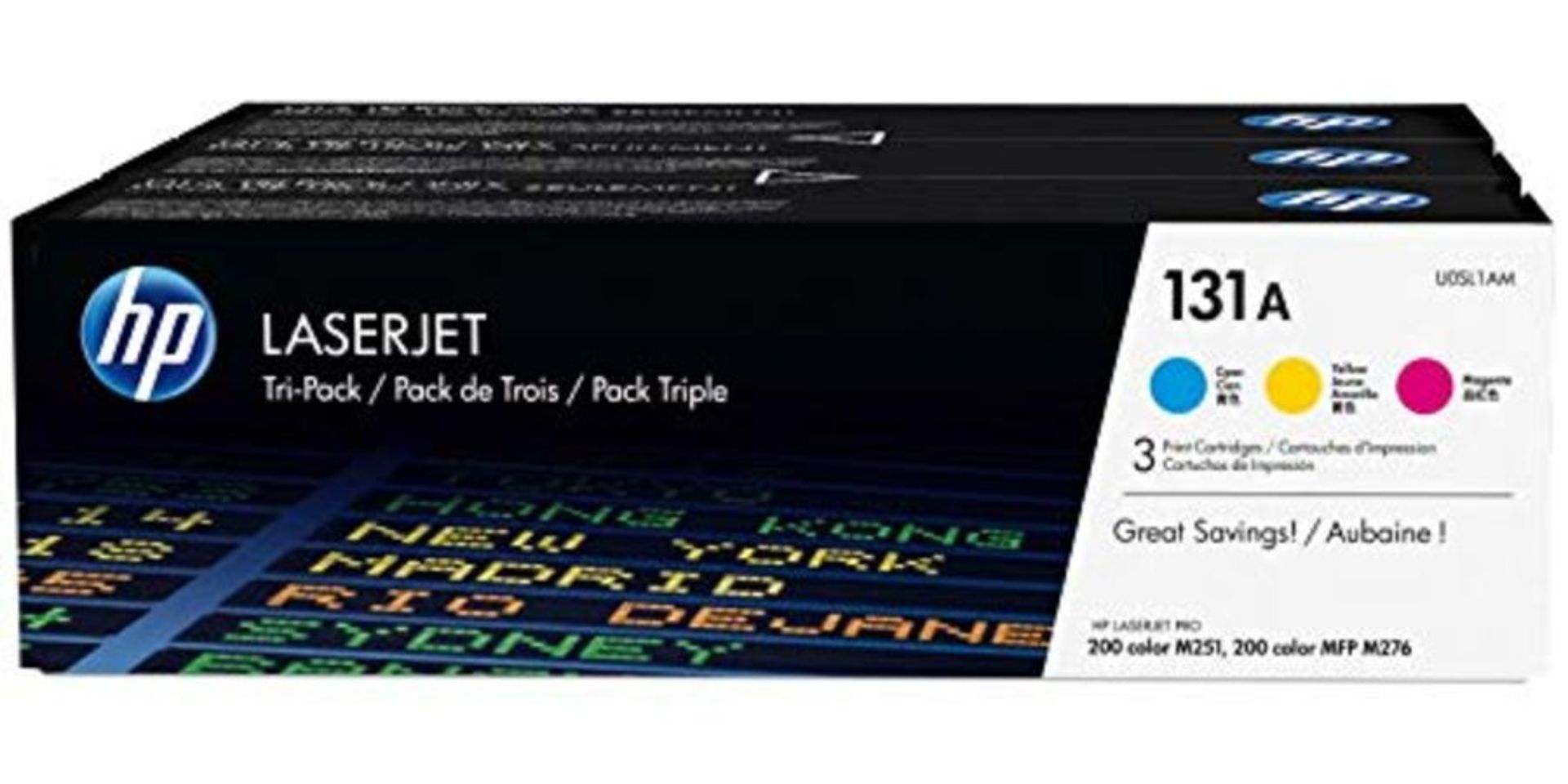 RRP £194.00 HP U0SL1AM 131A Original LaserJet Toner Cartridges, Cyan/Magenta/Yellow, Multipack