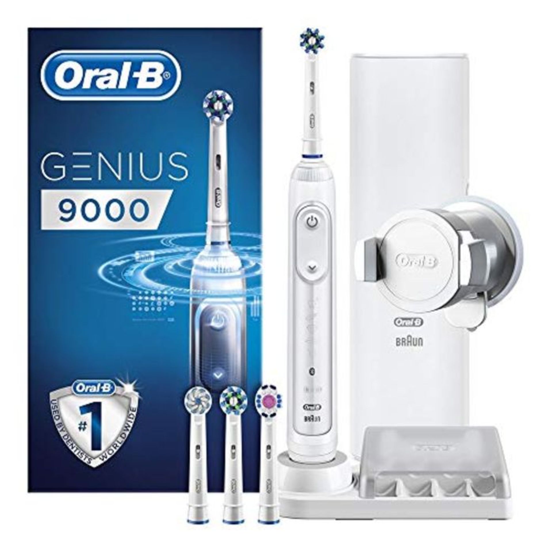 RRP £143.00 Oral-B Genius 9000 Electric Toothbrush, 1 White App Connected Handle, 6 Modes, Pressur