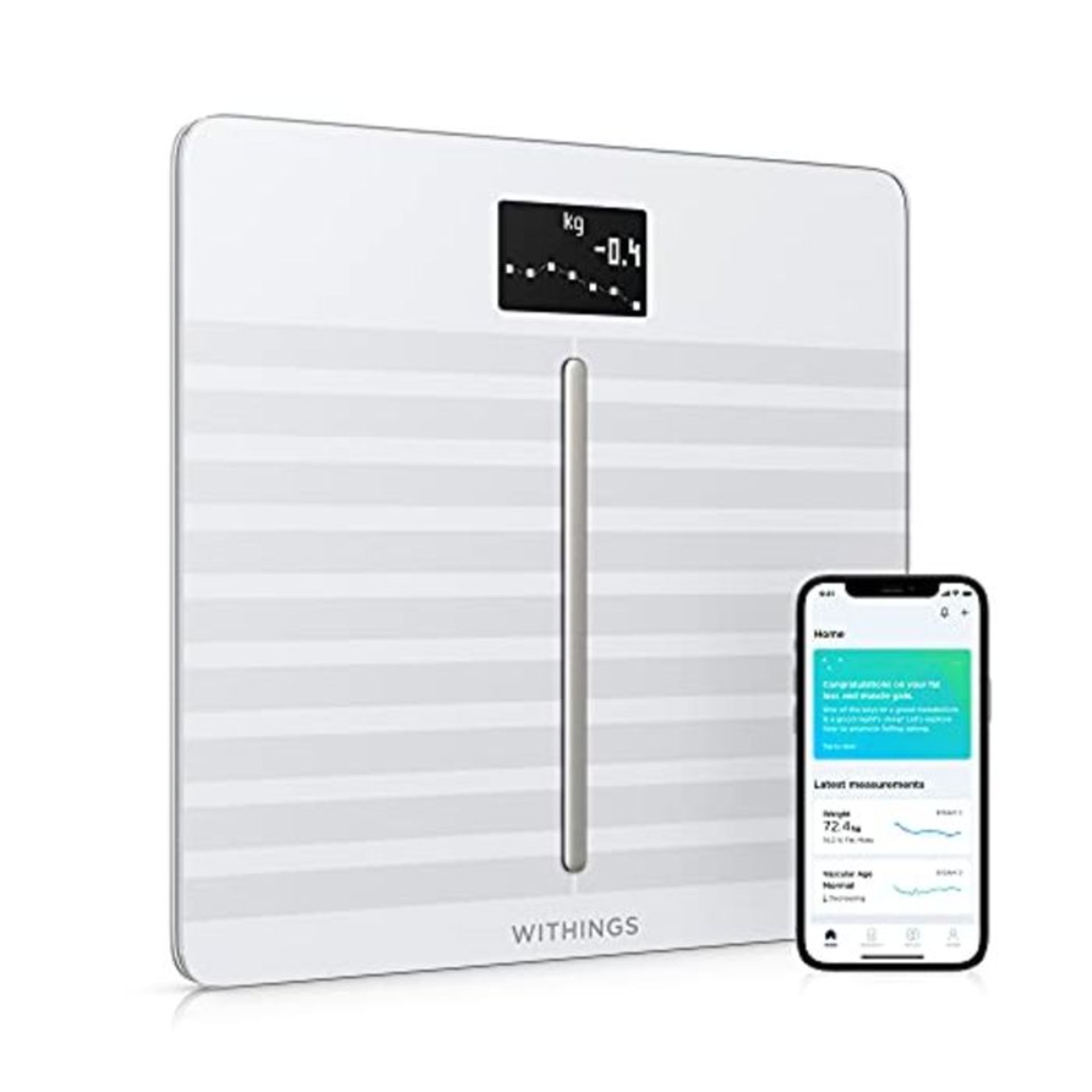 RRP £129.00 Withings Body Cardio - Premium Wi-Fi Body Composition Smart Scale, Tracks Heart Rate,