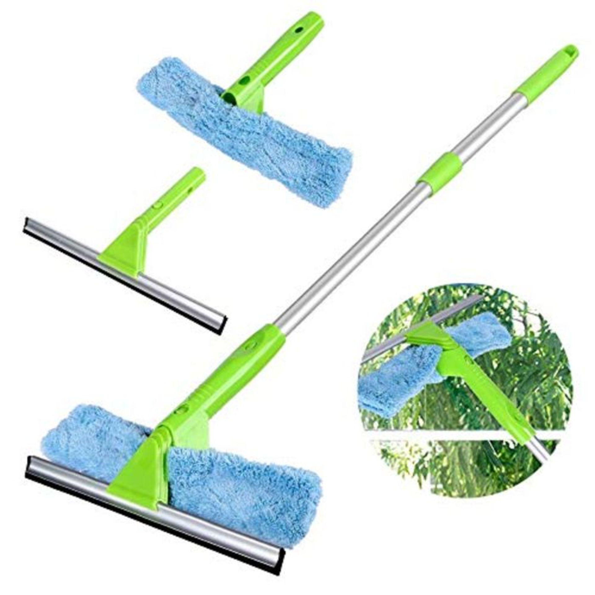 Window Squeegee Cleaner, 2 in 1 Squeegee with Extension Pole 90cm Telescopic Window Gl