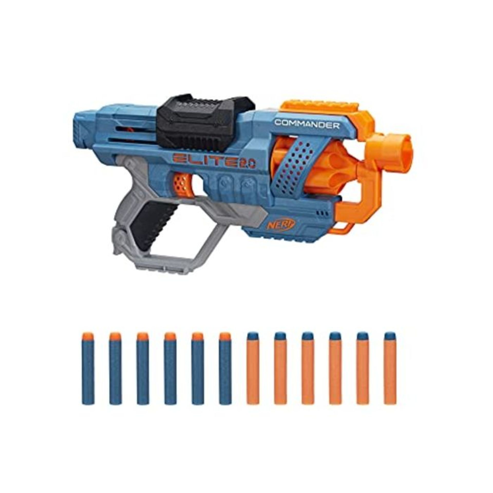 Nerf Elite 2.0 Commander RD-6 Blaster, 12 Official Nerf Darts, 6-Dart Rotating Drum, T