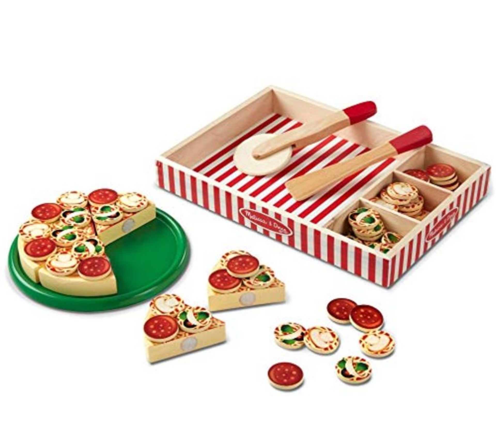 Melissa & Doug Wooden Pizza | Pretend Play | Play Food | 3+ | Gift for Boy or Girl