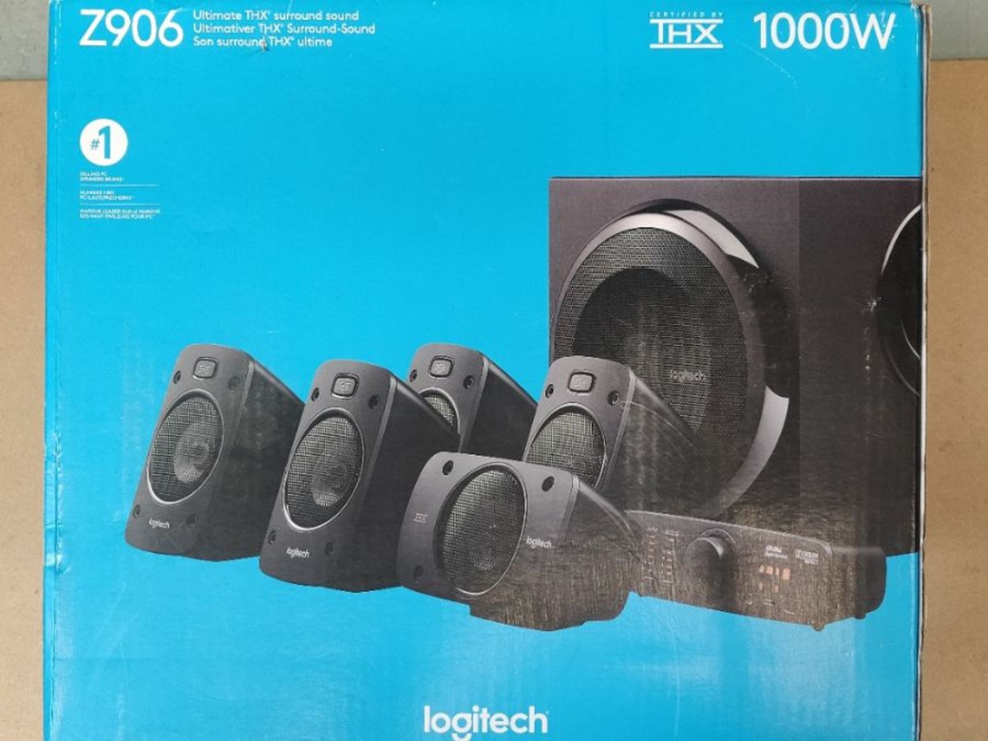 RRP £276.00 Logitech Z906 5.1 Surround Sound Speaker System, THX, Dolby & DTS Certified, 1000 Watt - Image 2 of 3