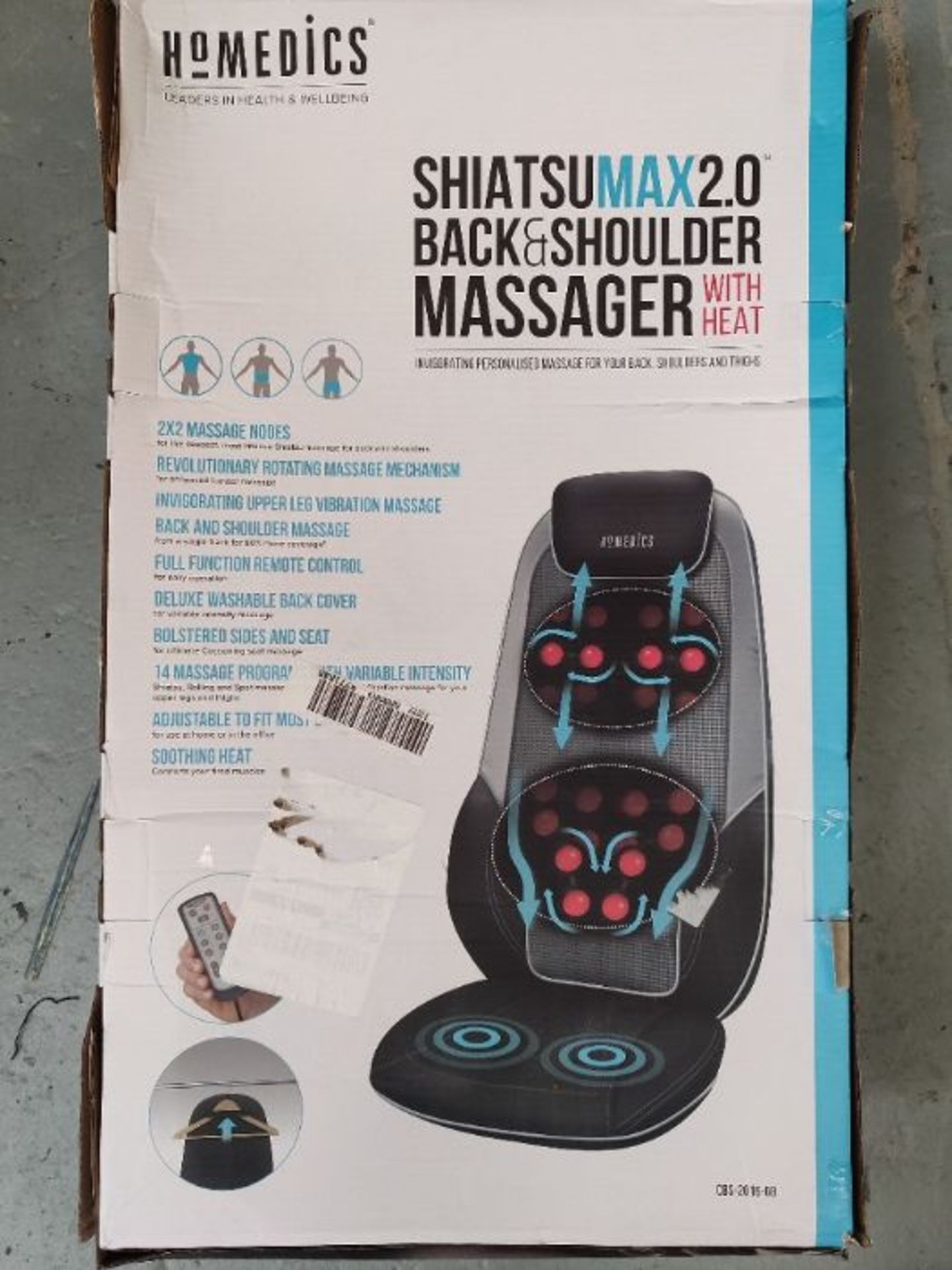 RRP £117.00 HoMedics ShiatsuMax 2.0 - Electric Heated Shiatsu Back Massager with Remote Control, D - Image 2 of 3