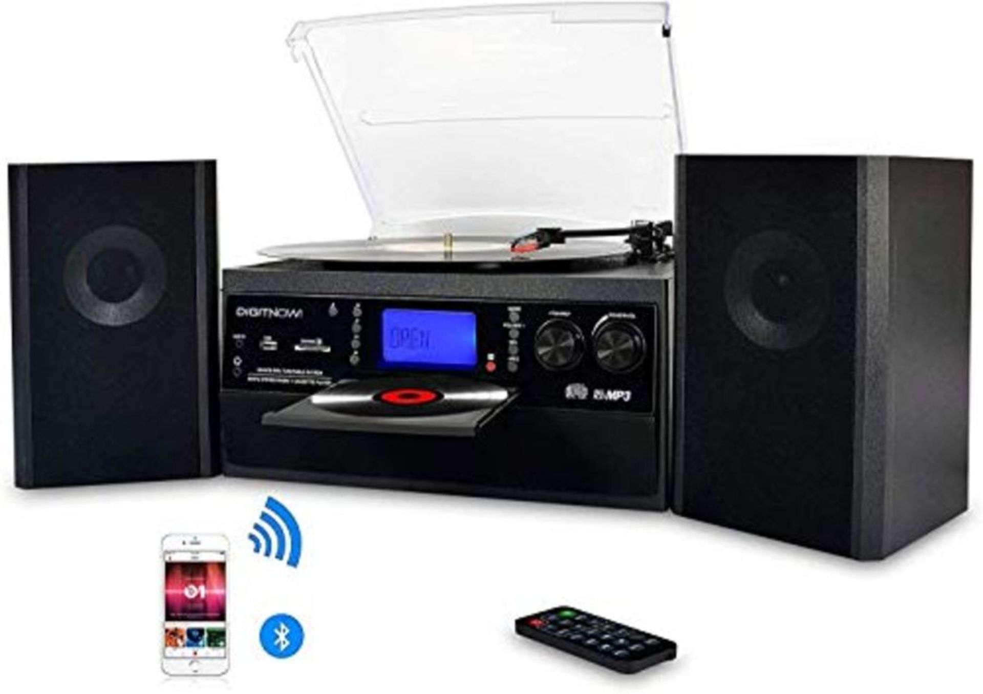 RRP £144.00 DIGITNOW! Bluetooth Viny Record Player, Turntable for CD, Cassette, AM/FM Radio and Au
