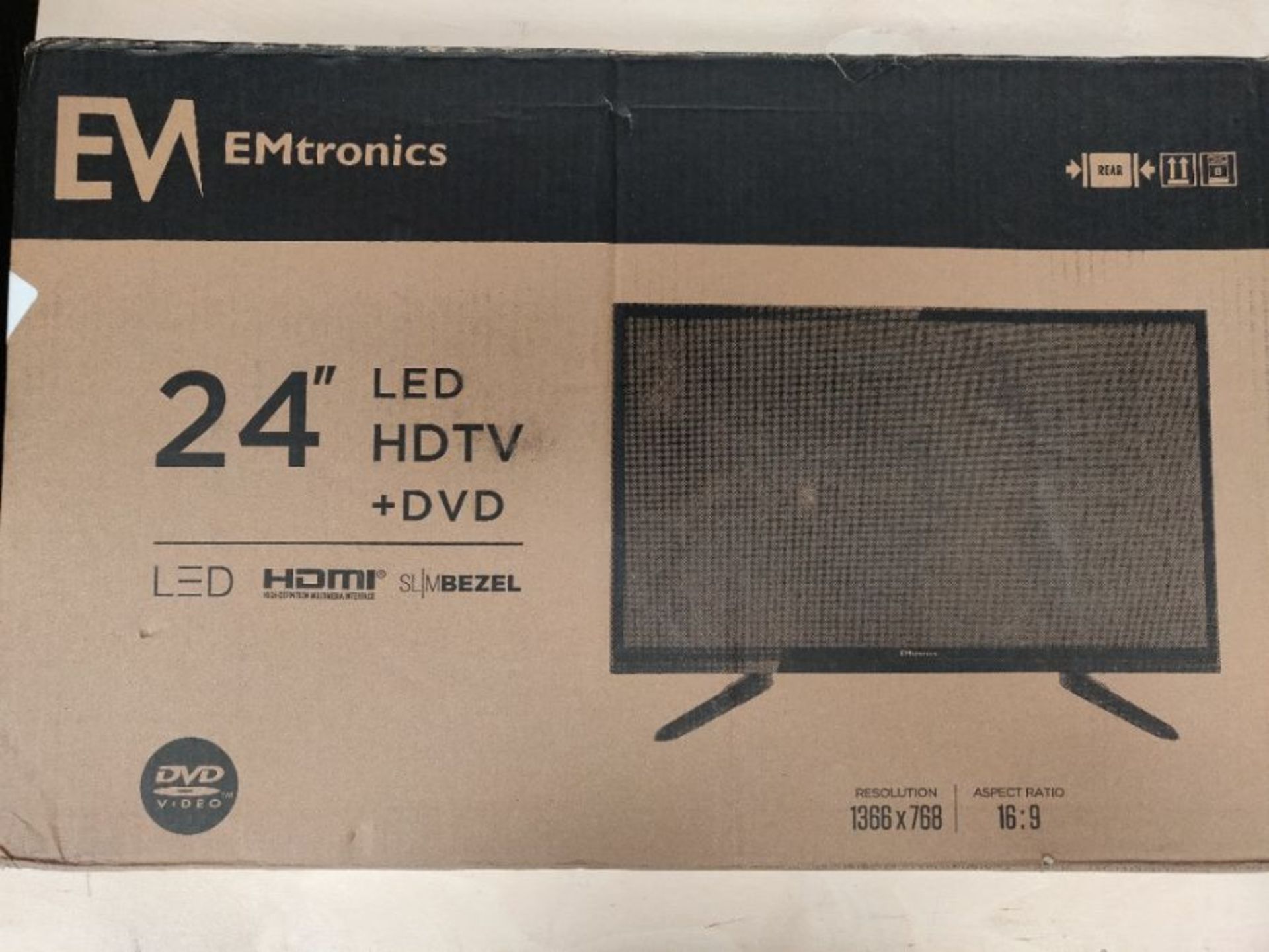 RRP £155.00 EMtronics 24" Inch 720p 12 Volt TV with DVD, HDMI, USB PVR and Satellite Tuner with 12 - Image 2 of 3