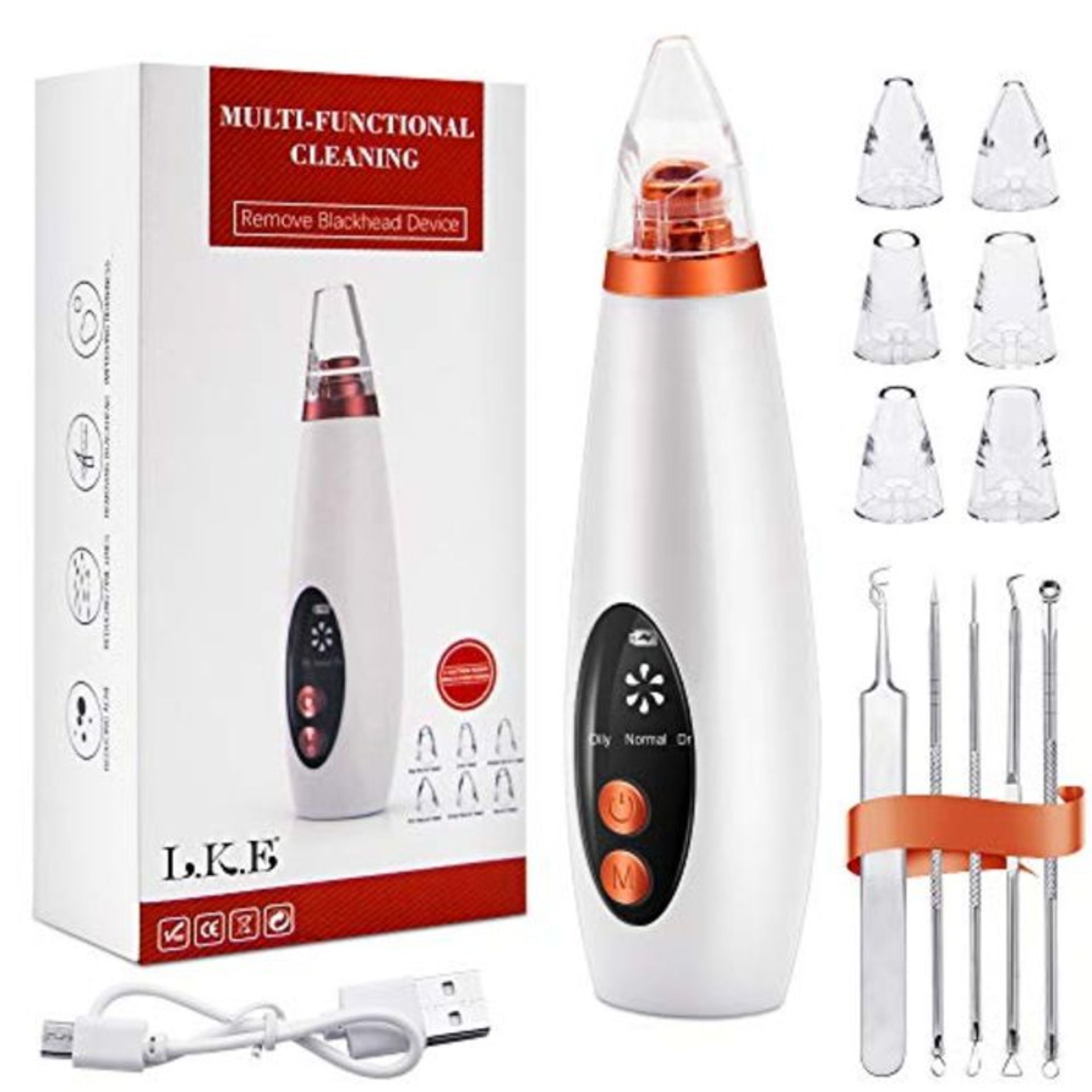 Blackhead Remover Vacuum Pore Cleaner USB Rechargeable Acne Comedo Extractor Device wi