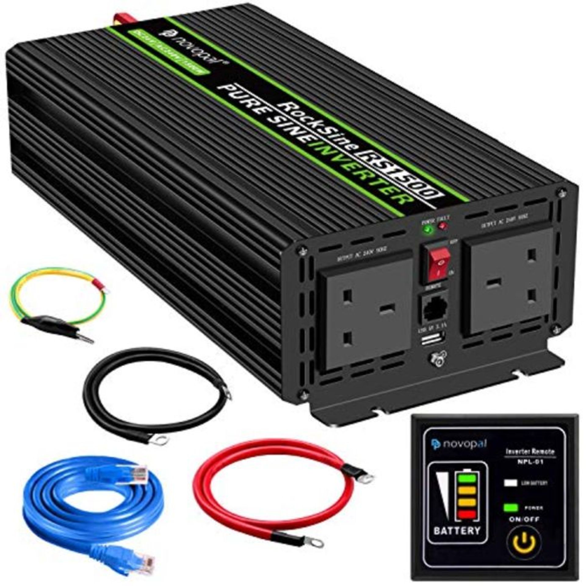 RRP £175.00 Power Inverter Pure Sine Wave-1500 Watt 24V DC to 230V/240V AC Converter-2AC Outlets C