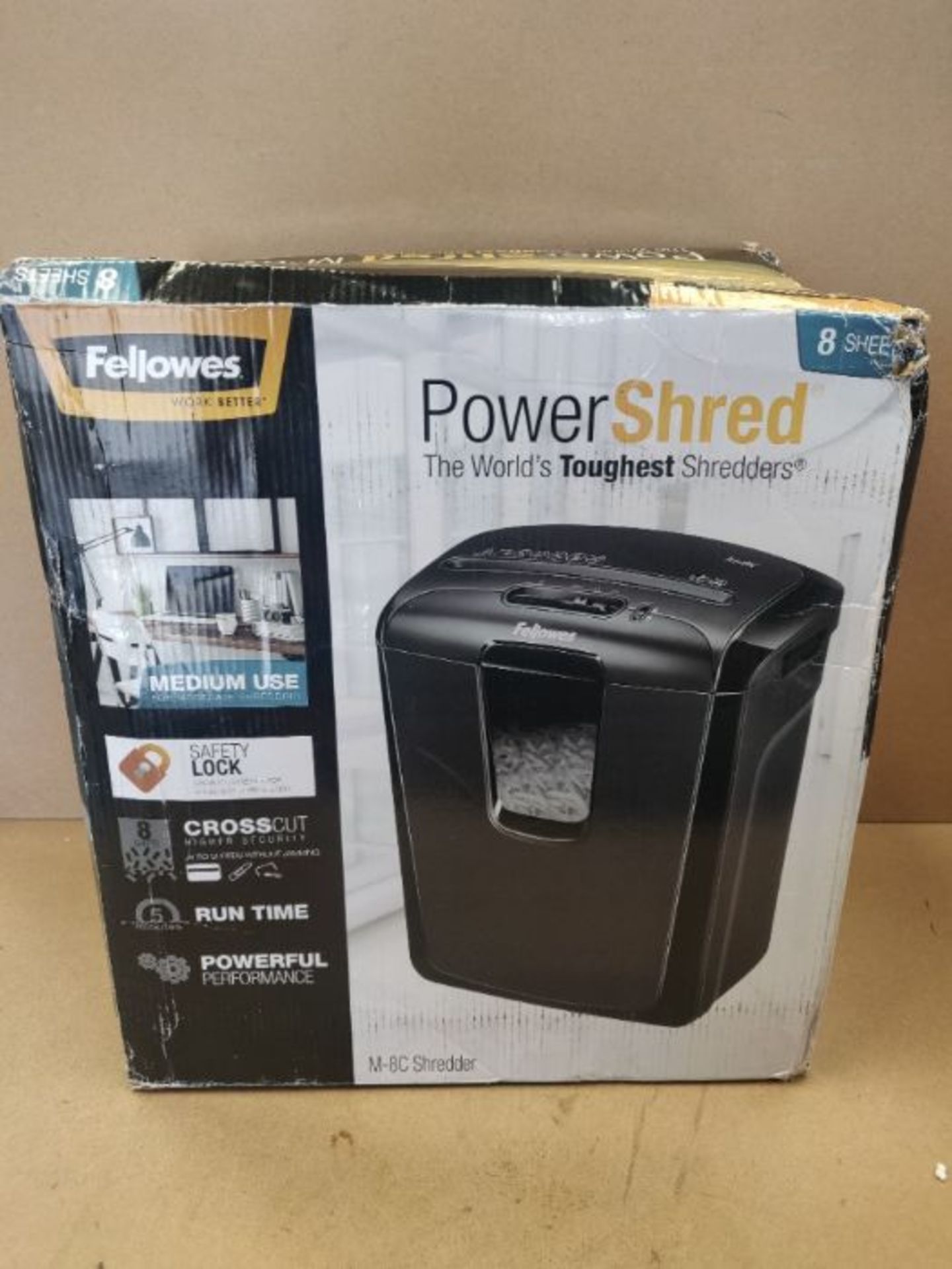 Fellowes Powershred M-8C 8 Sheet Cross Cut Personal Shredder with Safety Lock - Image 2 of 3