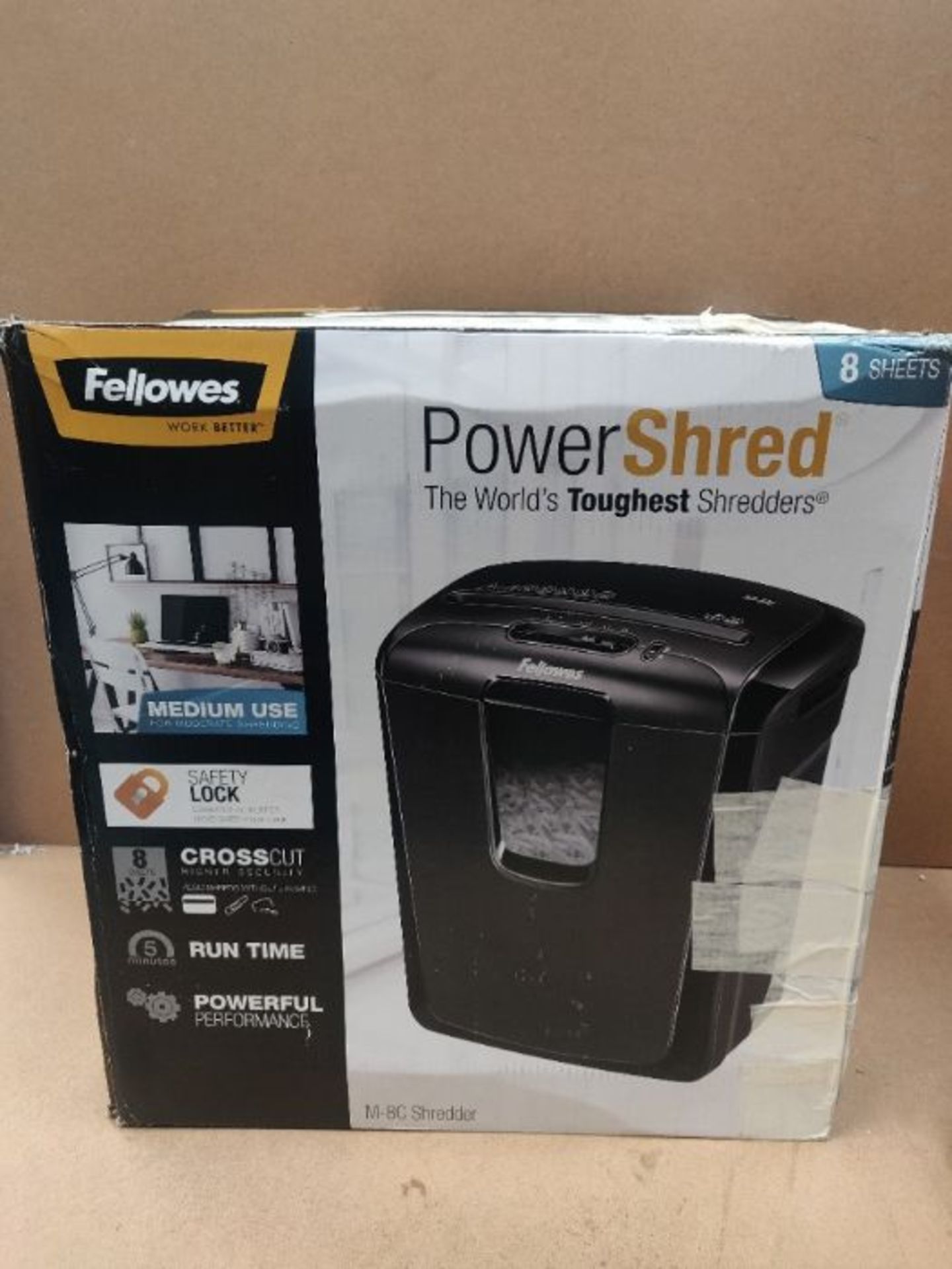 Fellowes Powershred M-8C 8 Sheet Cross Cut Personal Shredder with Safety Lock - Image 2 of 3