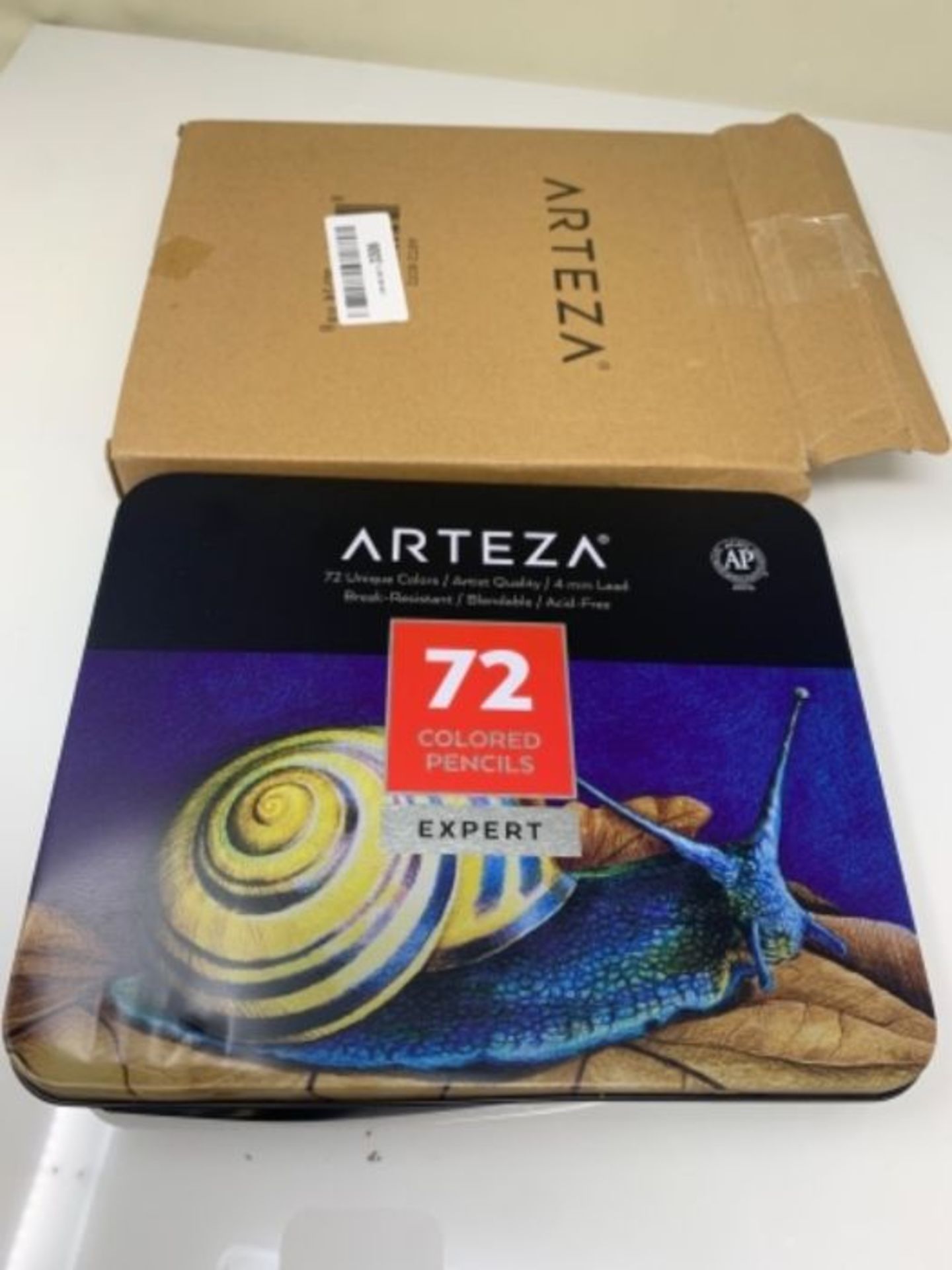Arteza Colouring Pencils, Professional Set of 72 Colours in a Tin Box, Soft Wax-Based - Image 2 of 3