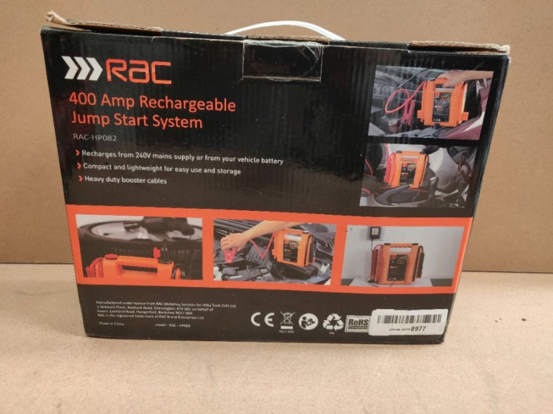 RAC 400 Amp Rechargeable Jump Start System HP082 - For Car Batteries up to 1500cc Petr - Image 2 of 3