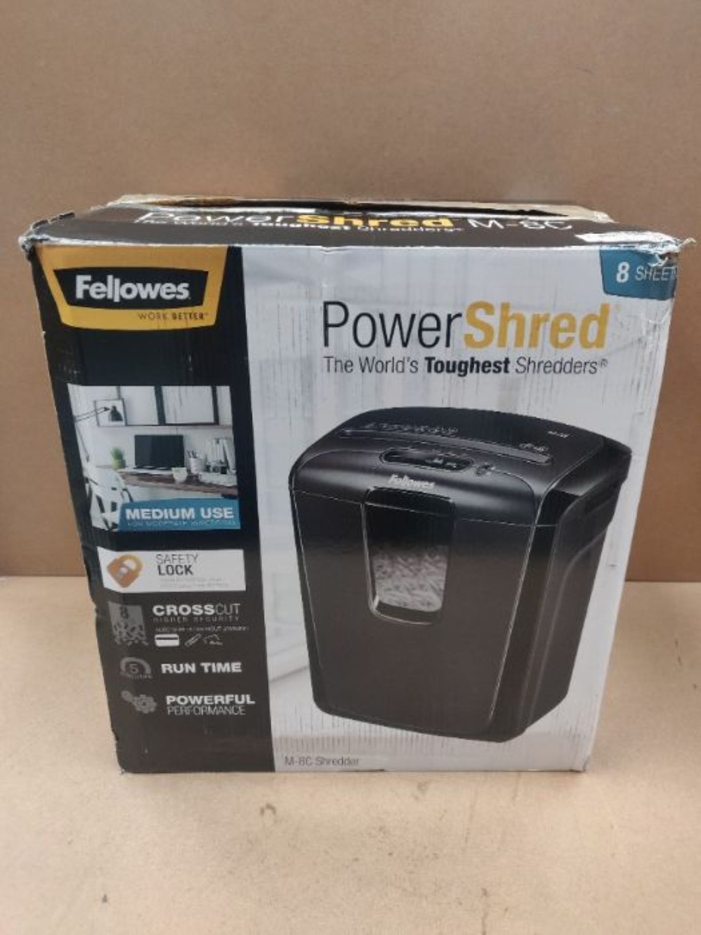 Fellowes Powershred M-8C 8 Sheet Cross Cut Personal Shredder with Safety Lock - Image 2 of 3