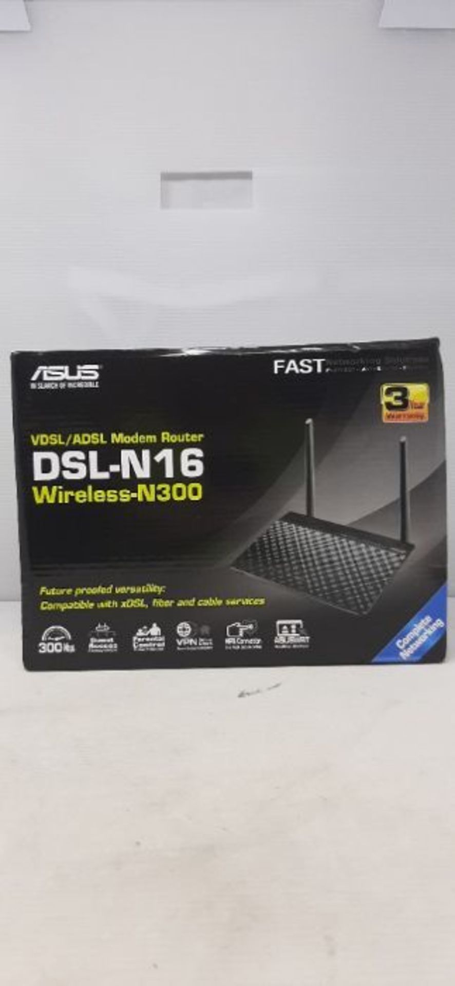 ASUS DSL-N16 N300 Wireless VDSL/ADSL 2+ Modem Router, IPTV, PPTP VPN Server, Multiple - Image 2 of 3