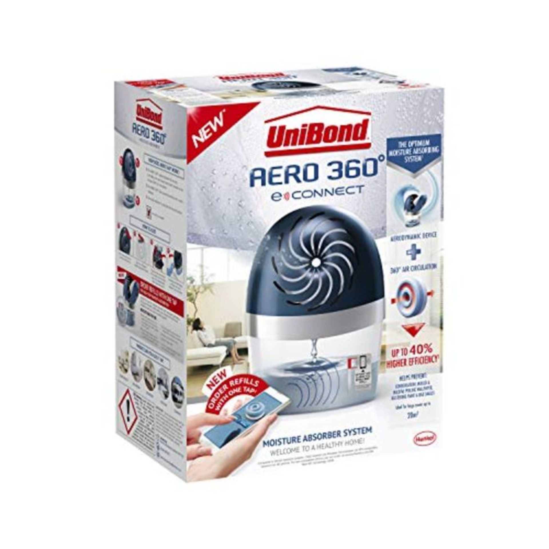 UniBond AERO 360° E-Connect Moisture Absorber, Ultra-Absorbent Dehumidifier, Condensa