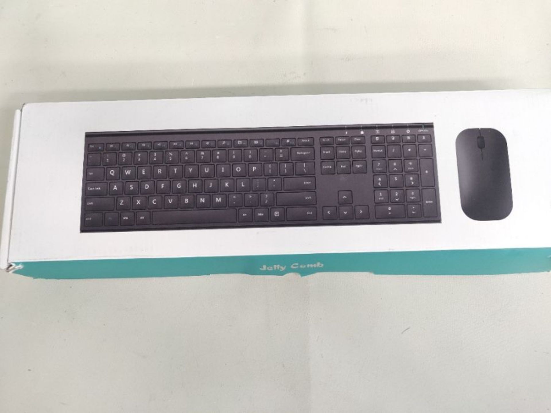 Wireless Rechargeable Keyboard Mouse, Jelly Comb KUS015F 2.4G Full Size Ultra Slim Key