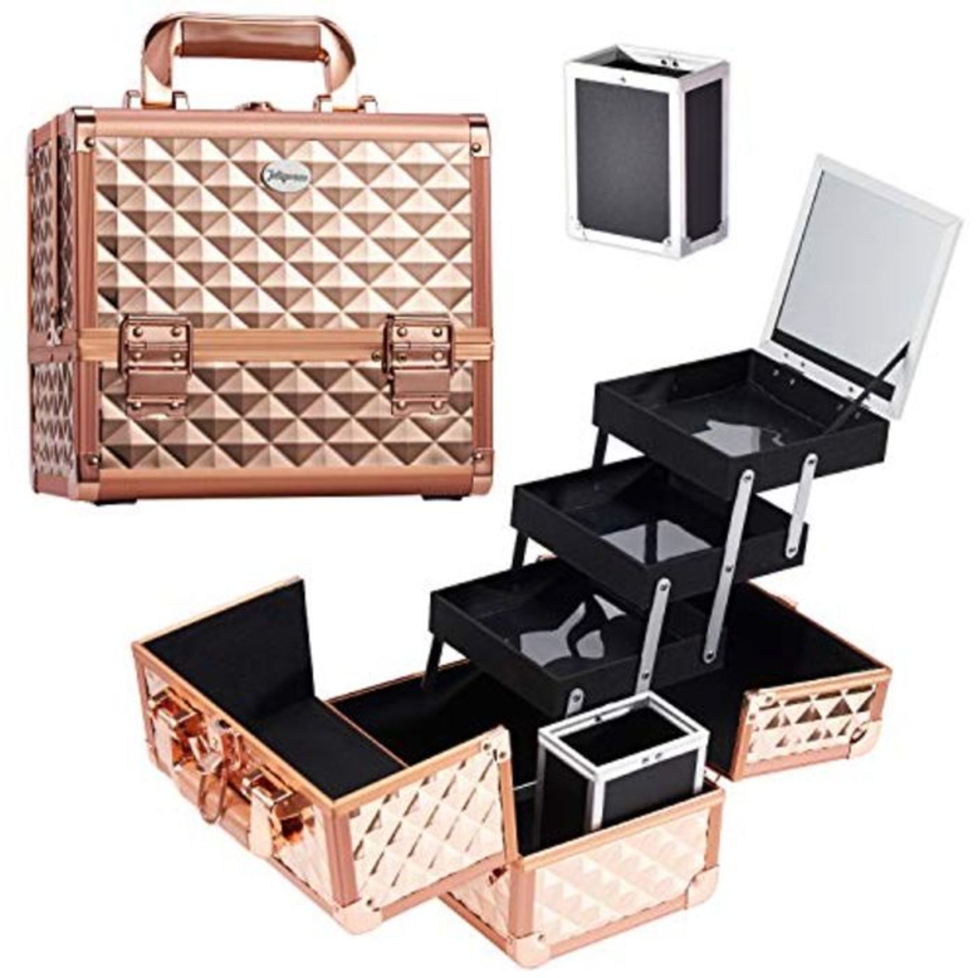 Joligrace Makeup Box Cosmetics Case Jewelry Organiser Vanity Make Up Storage Boxes wit