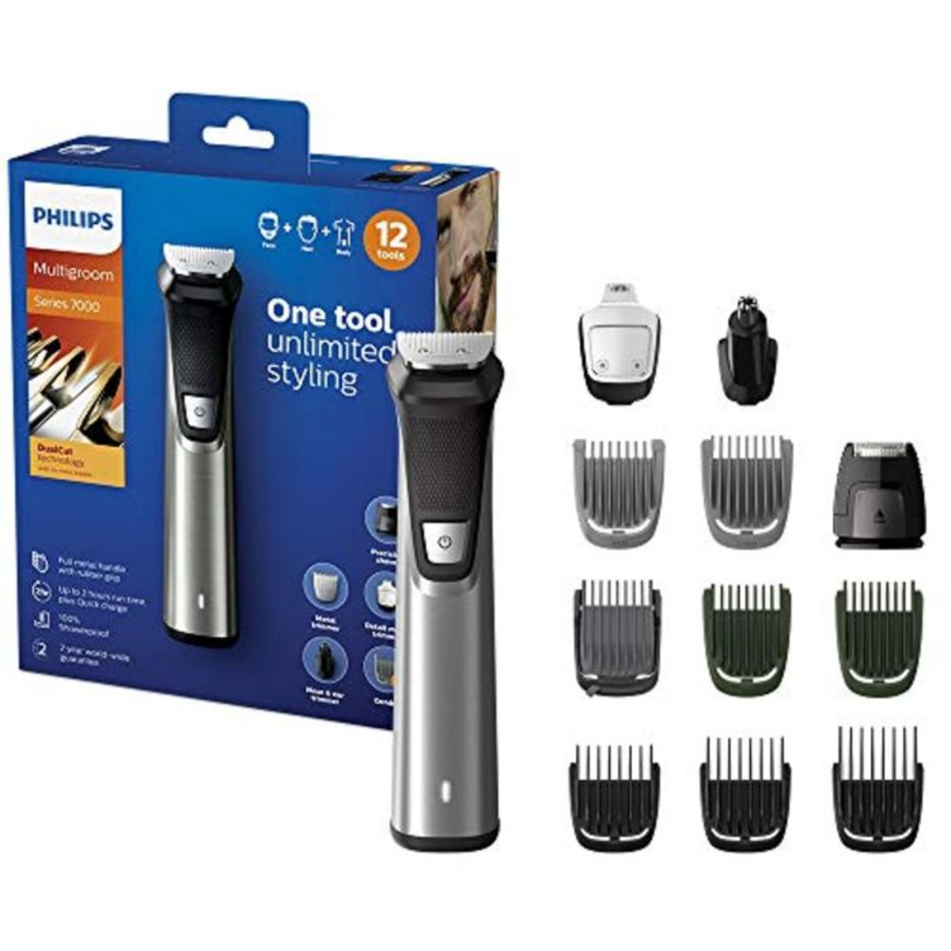 Philips 12-in-1 All-In-One Trimmer, Premium Series 7000 Grooming Kit, Beard Trimmer, H