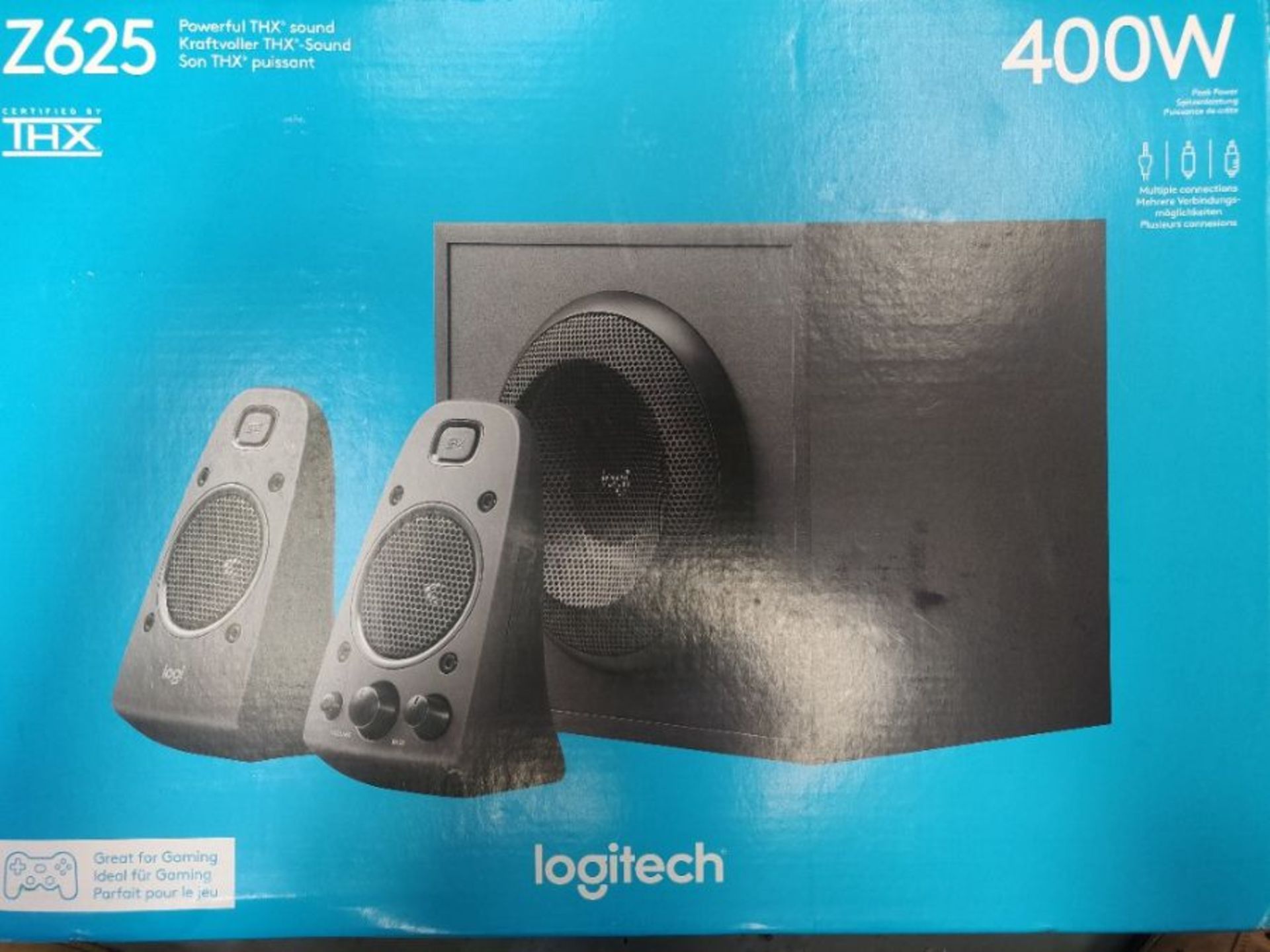 RRP £84.00 Logitech Z625 THX 2.1 Speaker System with Subwoofer, EU PLUG, THX Certified Audio, 400 - Image 2 of 3