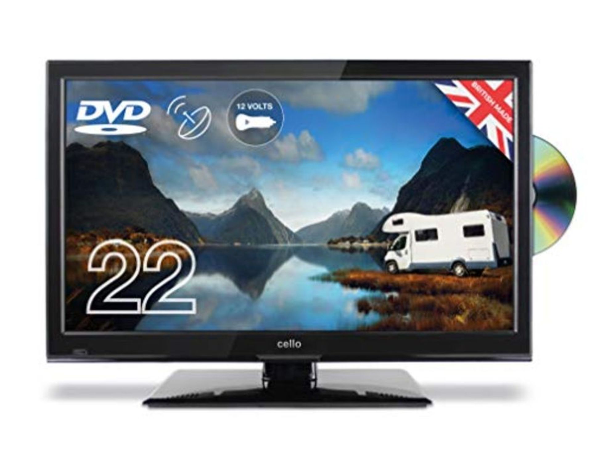 RRP £159.00 Cello C22230F-Traveller 22-Inch Full HD Traveller 12 V TV with DVD and Satellite Tuner