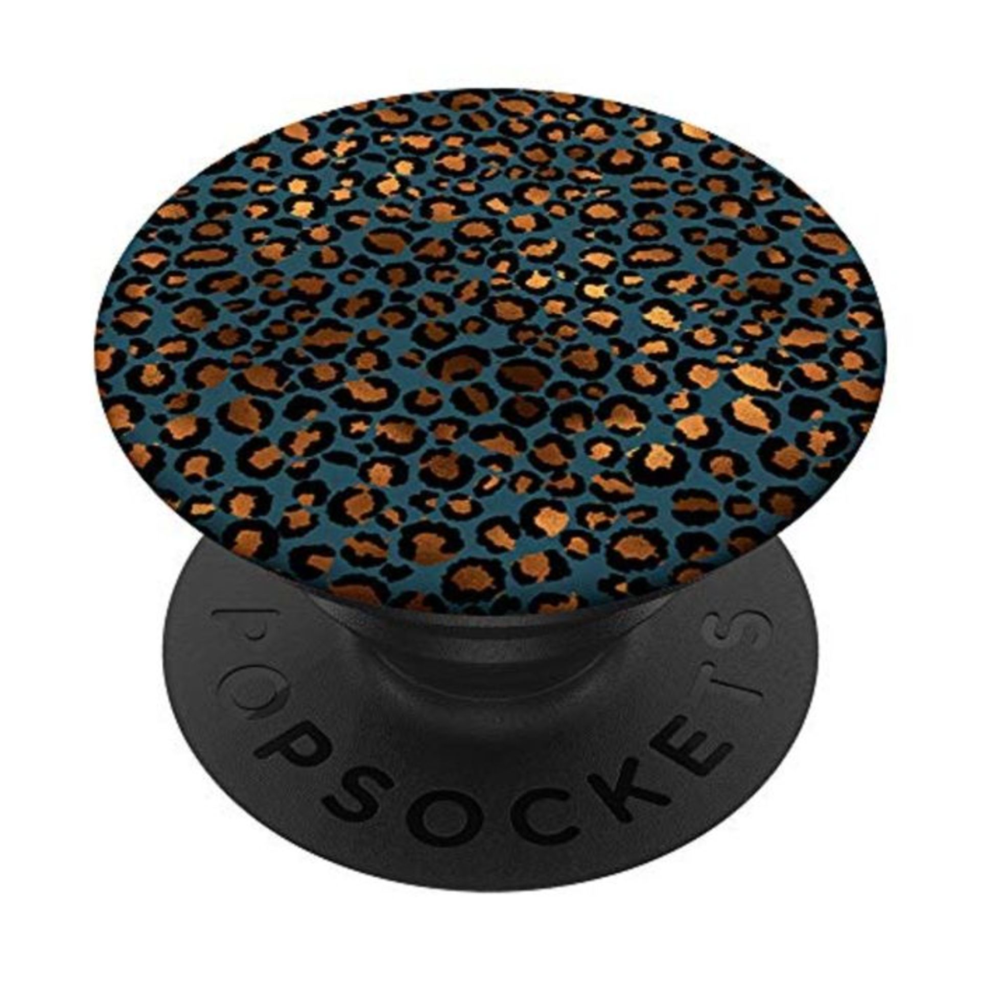 Trendy Unique Cute Leopard Print Blue Brown Spots Merch Gift PopSockets PopGrip: Swapp - Image 3 of 4