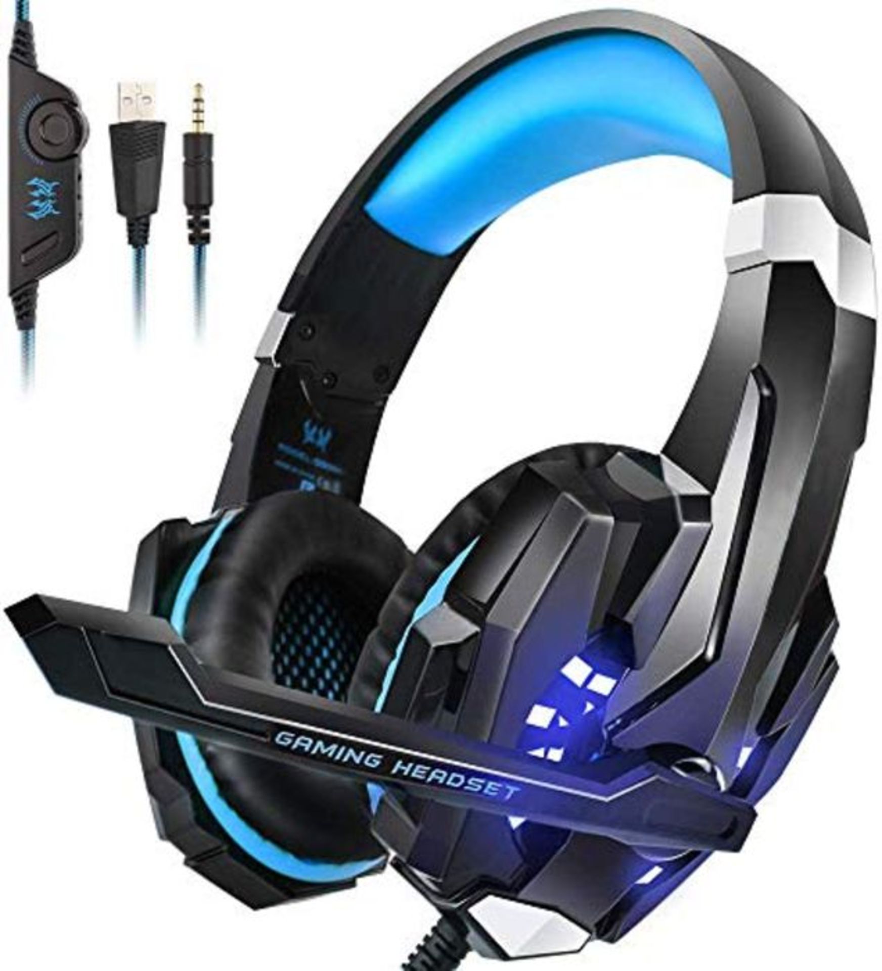 PS4 Headset, INSMART PC Gaming Headset Over-Ear Gaming Headphones with Mic LED Light N