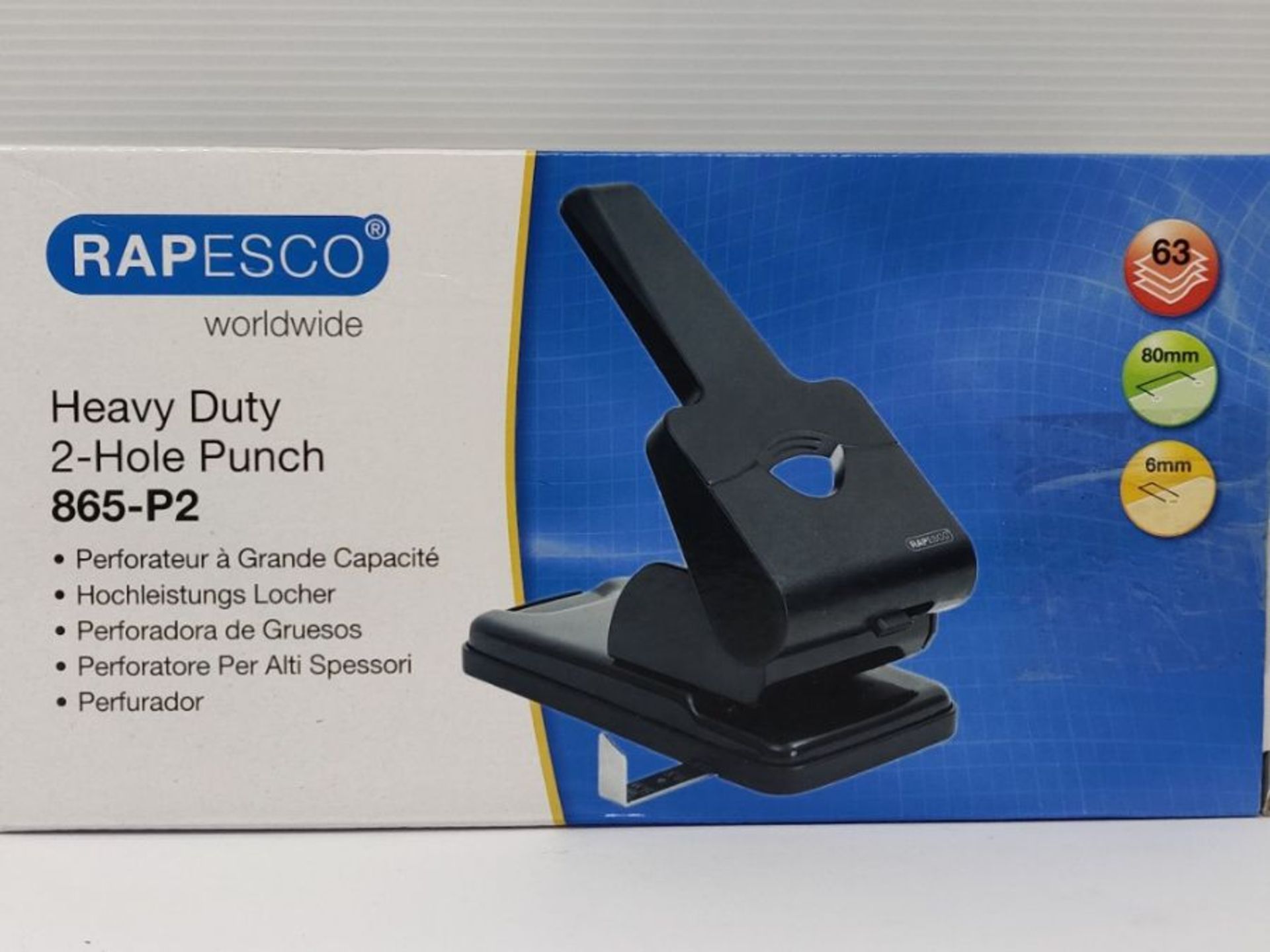 Rapesco 1163 865-P2 Hole Punch Heavy Duty, 63 Sheet Capacity - Black - Image 2 of 3