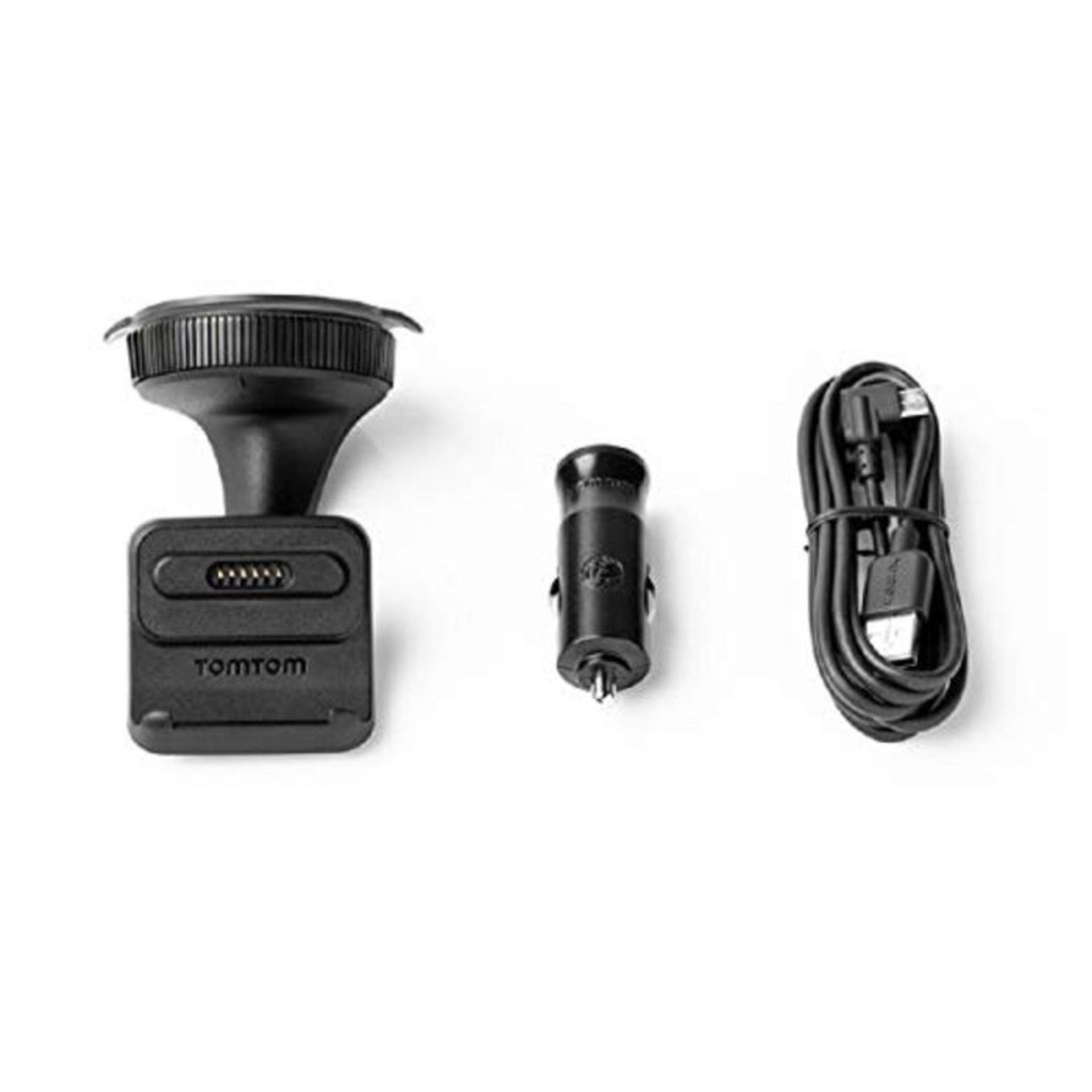 TomTom Sat Nav Windscreen Mount Click-and-Drive plus Car Charger and USB Cable for all