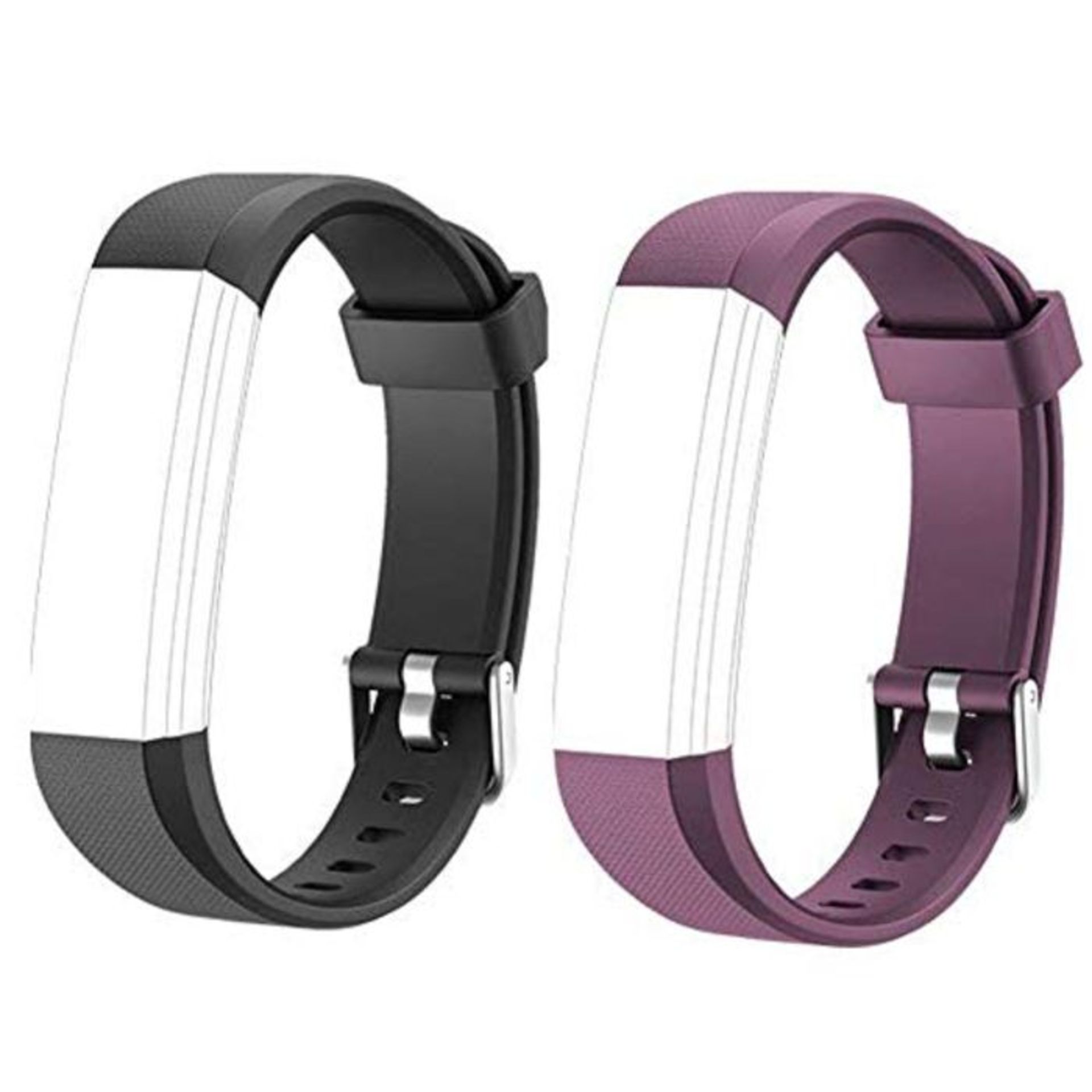 HOTSO Replacement Bands for Fitness Tracker ID115U ID115UHR, 2 Pack, Black Purple