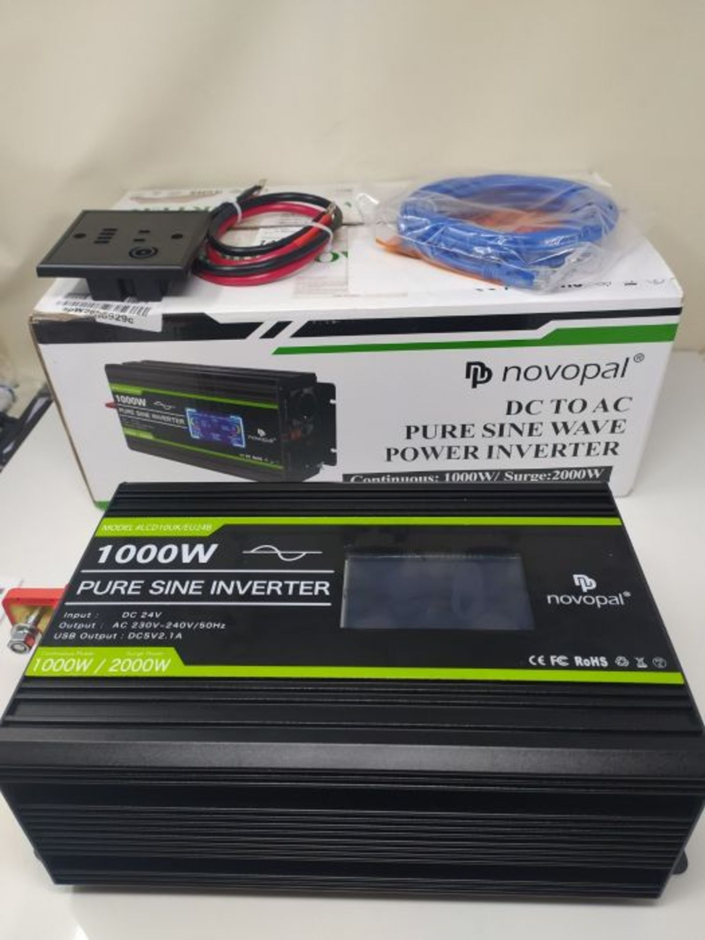 RRP £130.00 Novopal 1000W Pure Sine Wave Inverter 24V to 230V 240V Car Converter Power Inverter wi - Image 2 of 2