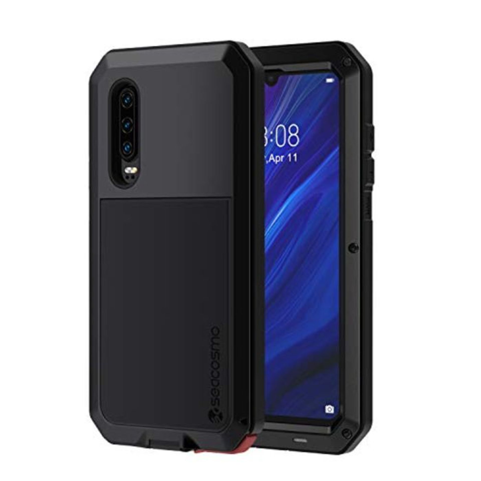 seacosmo Huawei P30 Case, Heavy Duty Metal Case [with Screen Protector] Full Body Shoc
