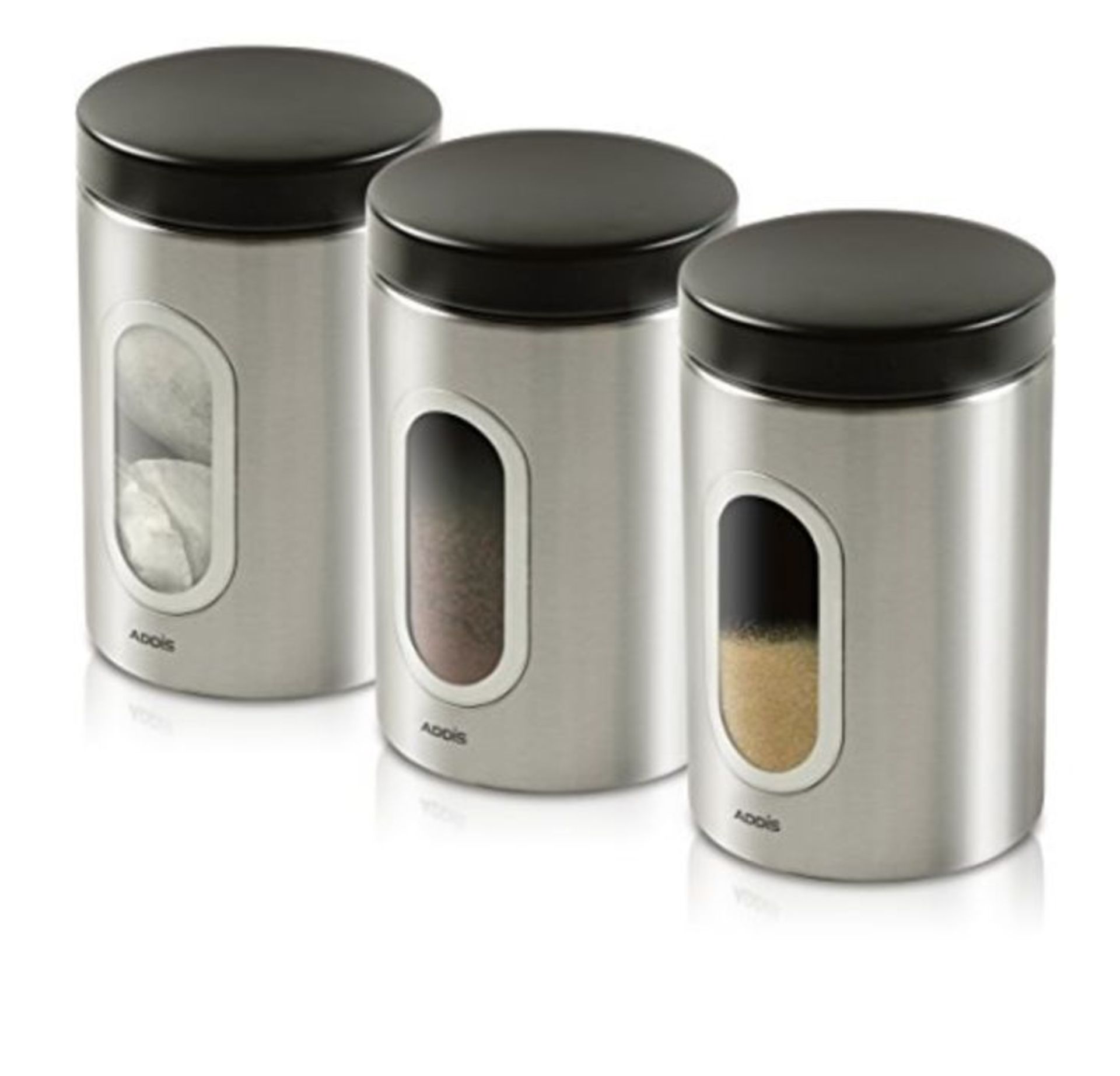 Addis 508453 Deluxe 3 Pack Canisters-Stainless Steel, 1.4L