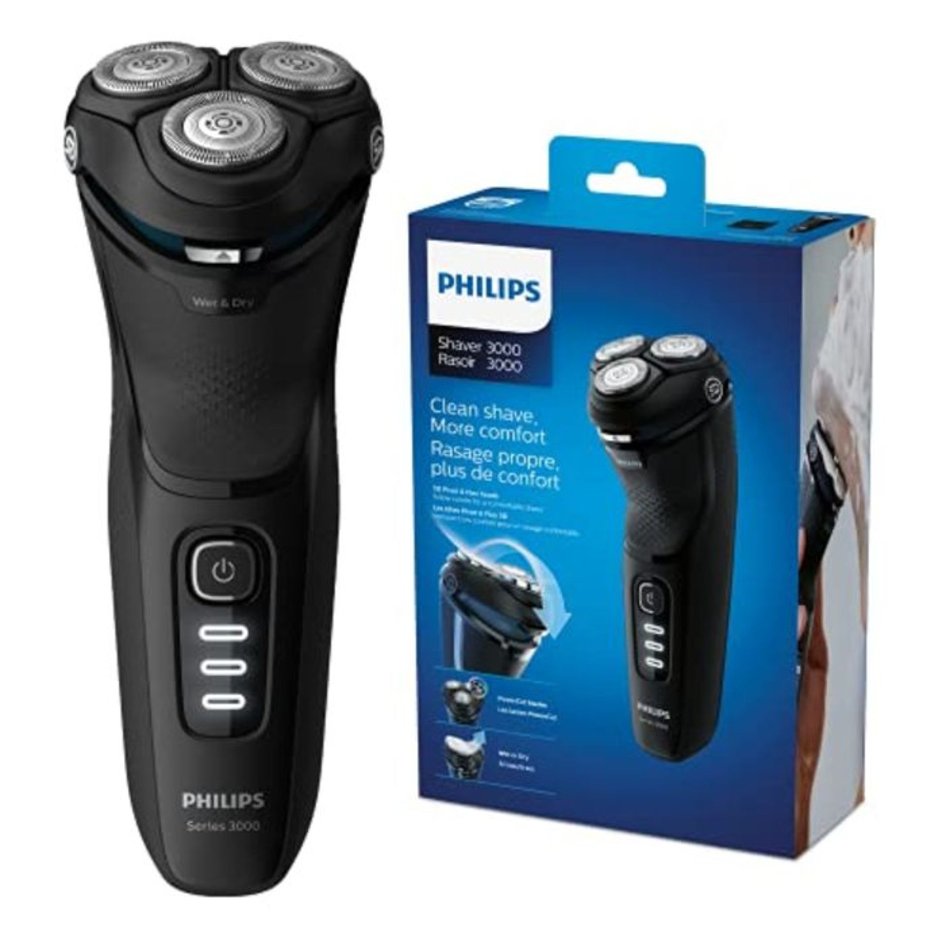 RRP £53.00 Philips Shaver Series 3000 with Powercut Blades, Wet & Dry Men's Electric Shaver with
