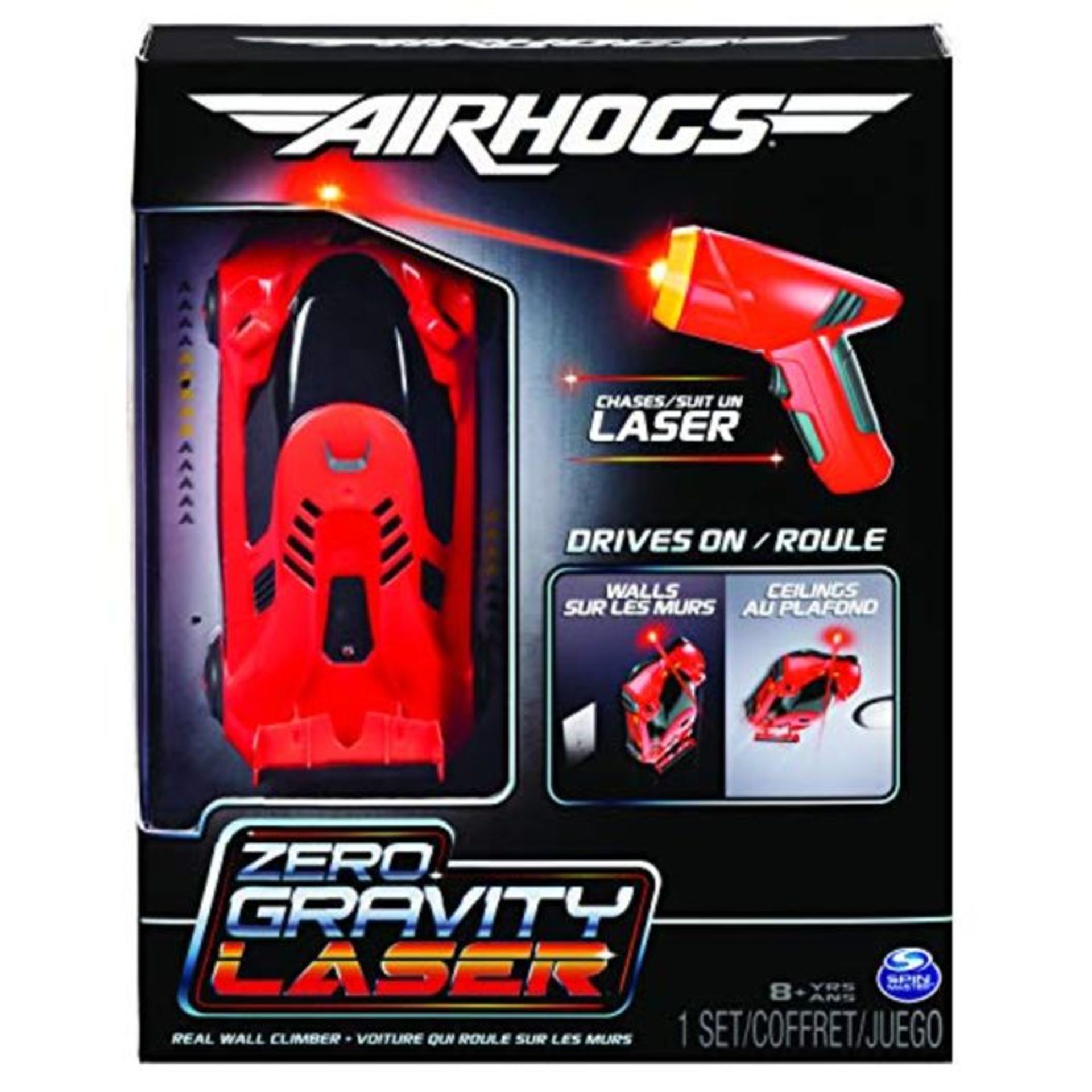Air Hogs Zero Gravity Laser, Laser-Guided Real Wall-Climbing Race Car, Red
