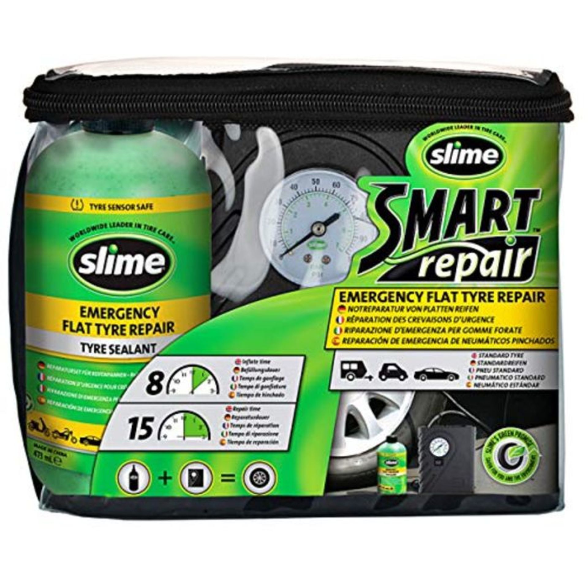 Slime CRK0305-IN Flat Tyre Puncture Repair, Smart Repair, Emergency Kit for Car Tyres,