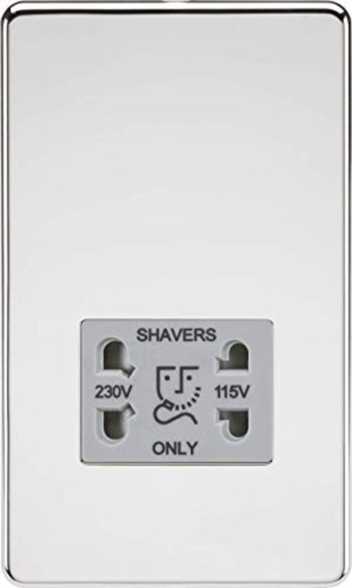 Knightsbridge SF8900PCG Screwless Dual Voltage Shaver Socket, Polished Chrome with Gre